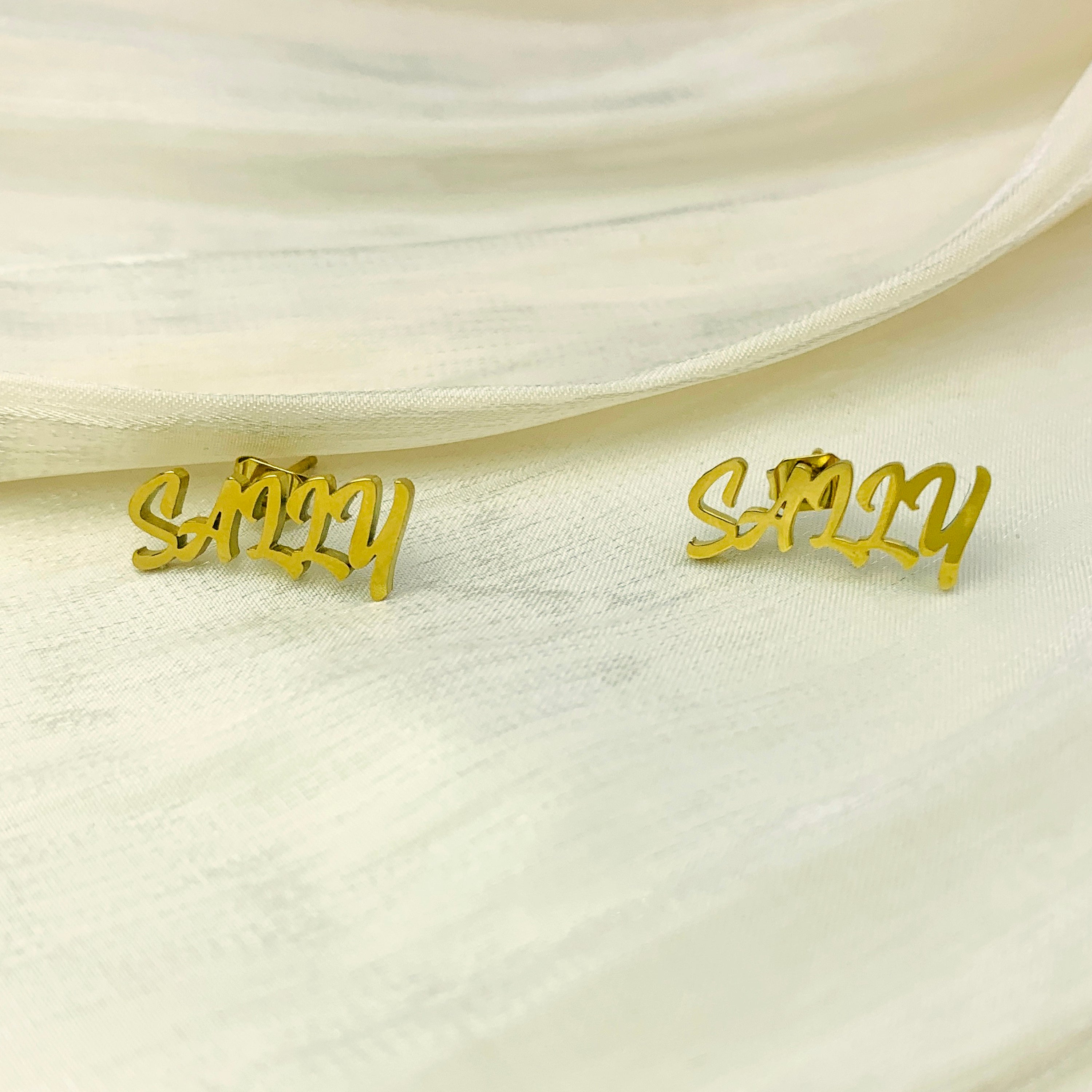 Gold Personalized Name Earrings