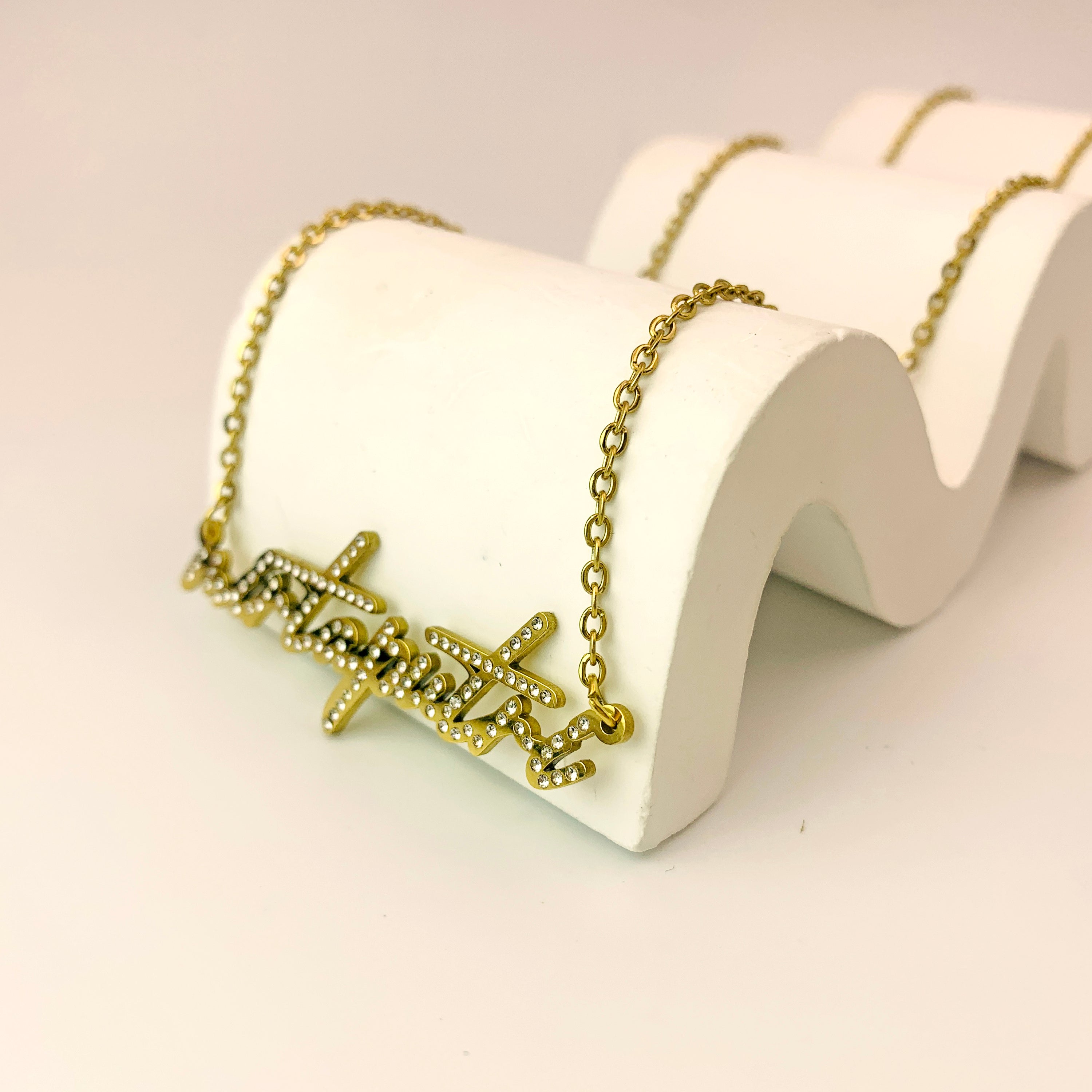 Custom Zirconia Nameplate Necklace