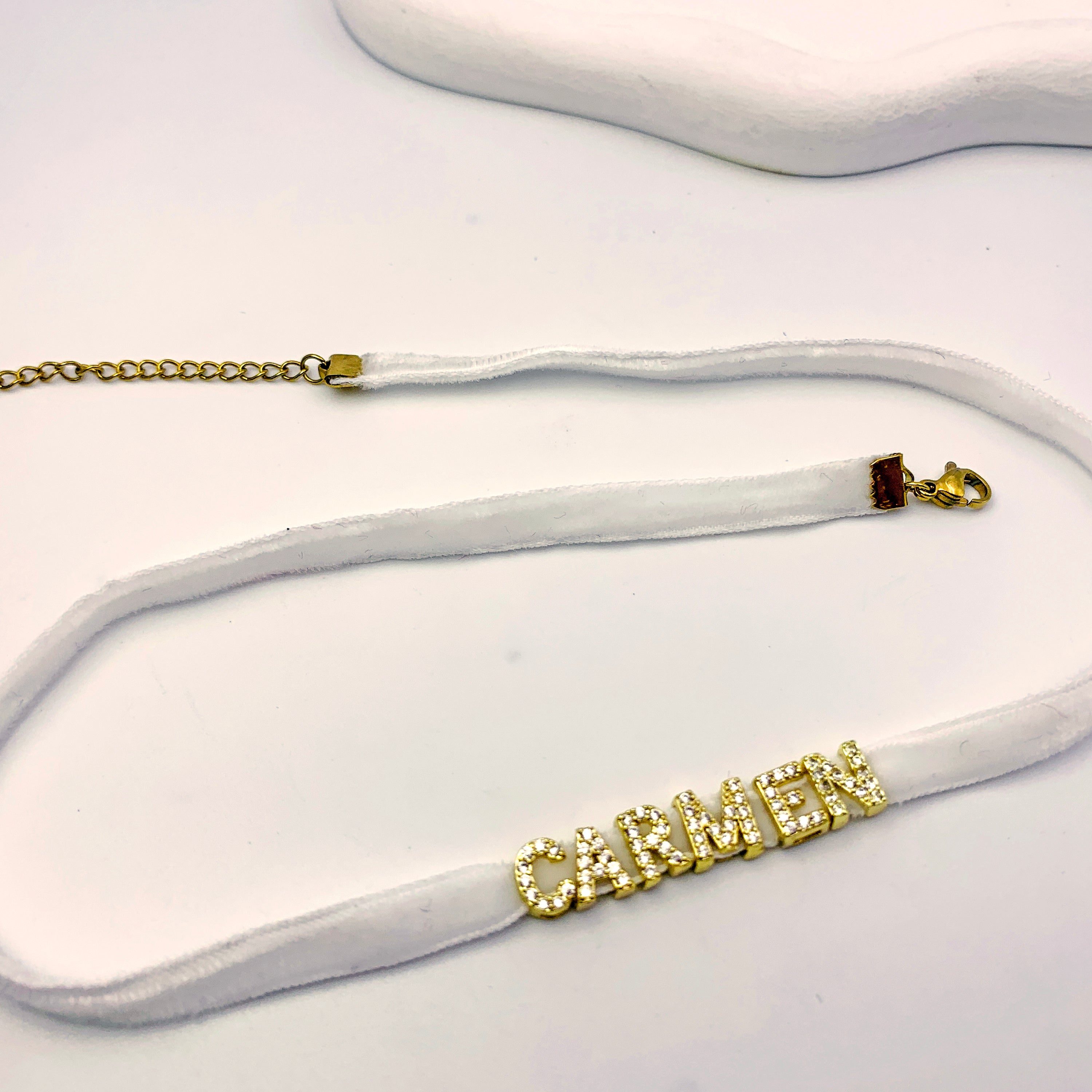 Pavé Letter Velvet Choker