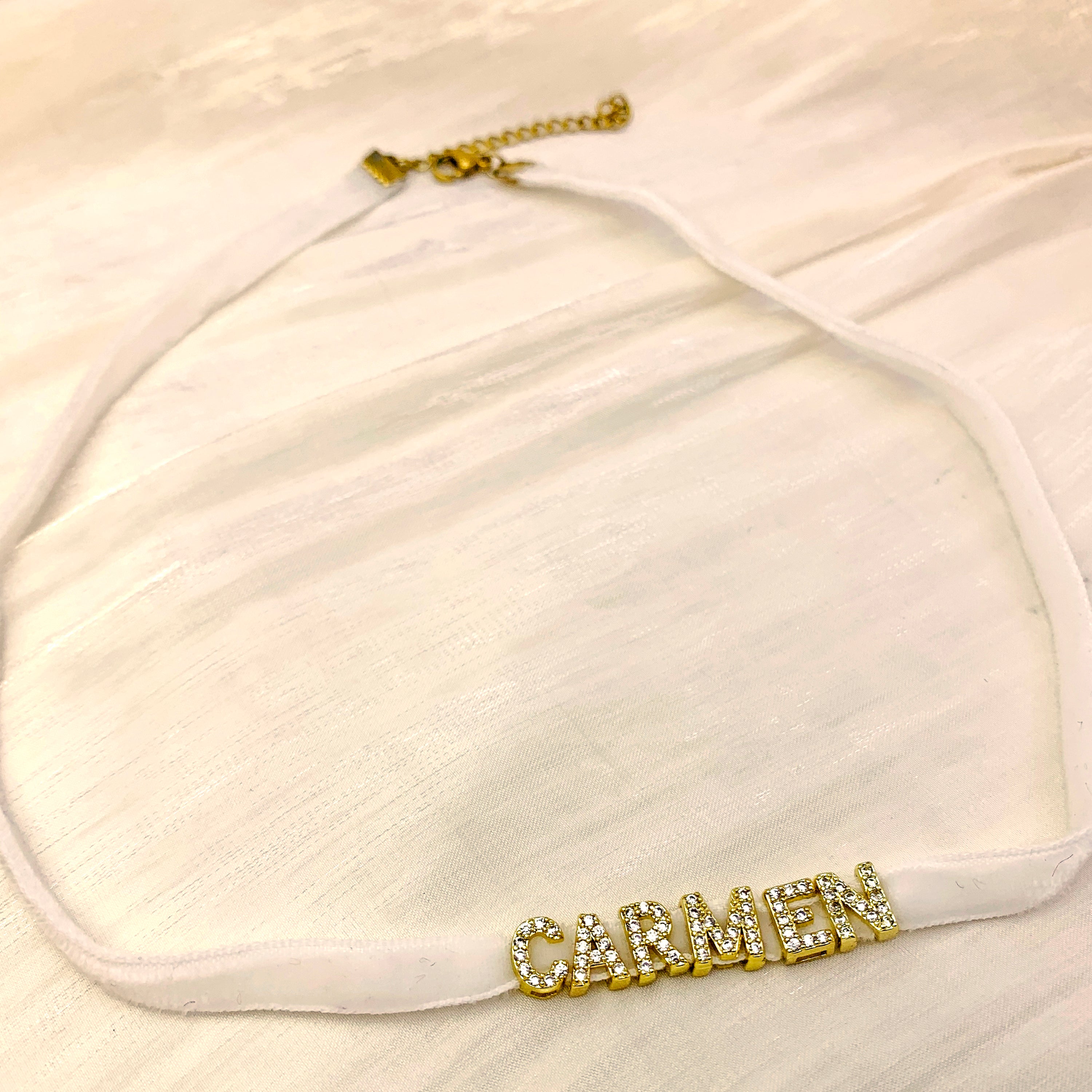 Pavé Letter Velvet Choker