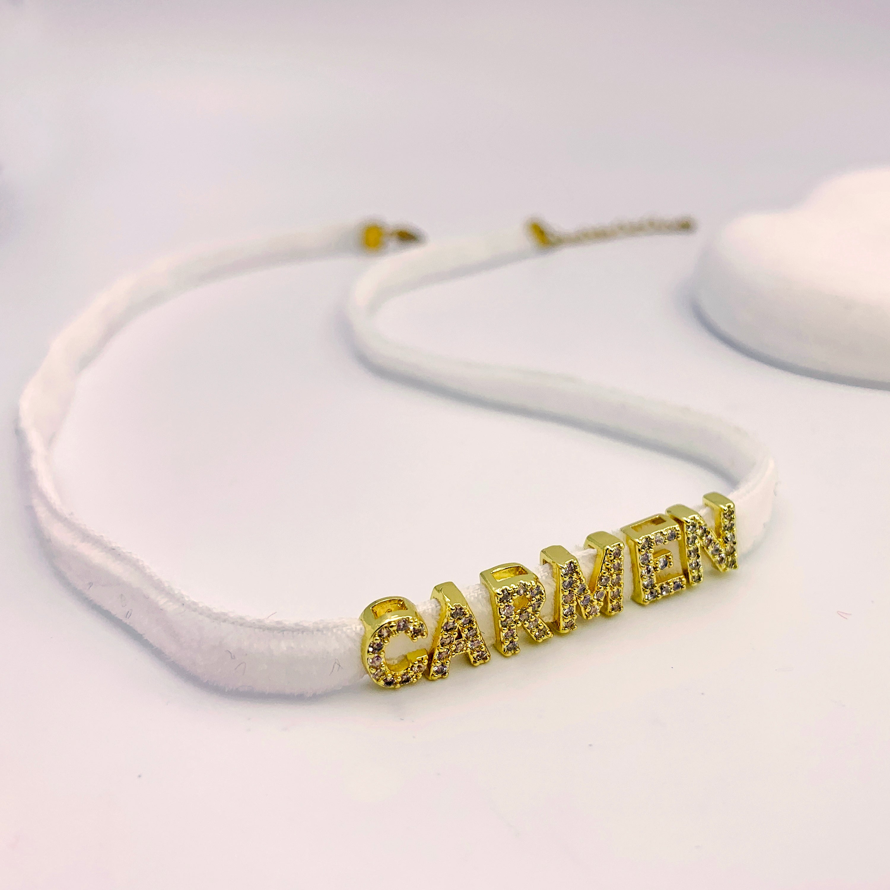 Pavé Letter Velvet Choker