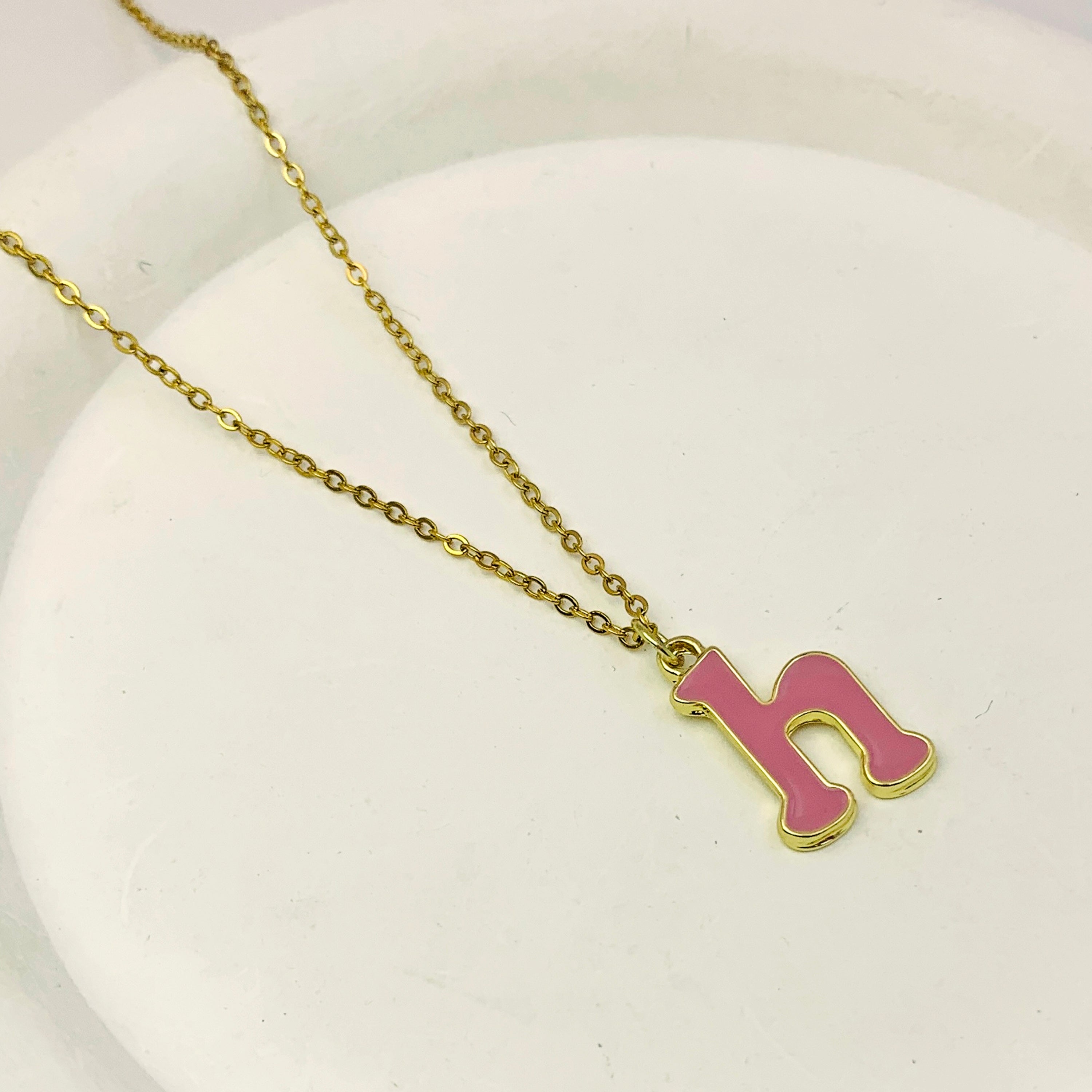 Pink Initial Necklace