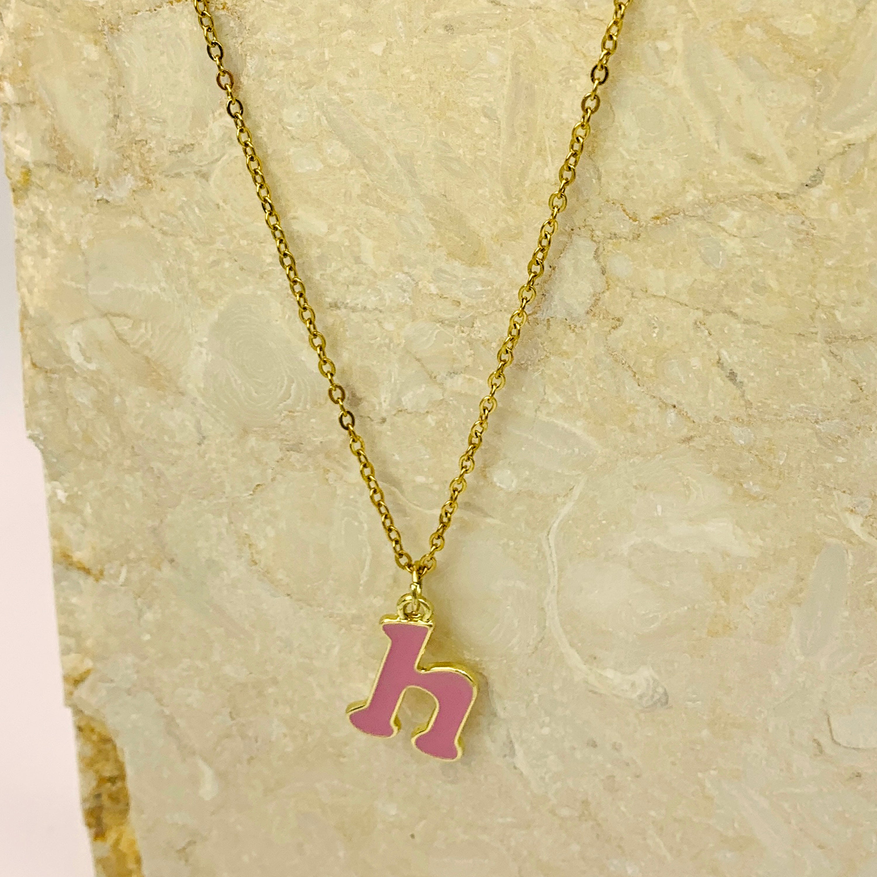 Pink Initial Necklace