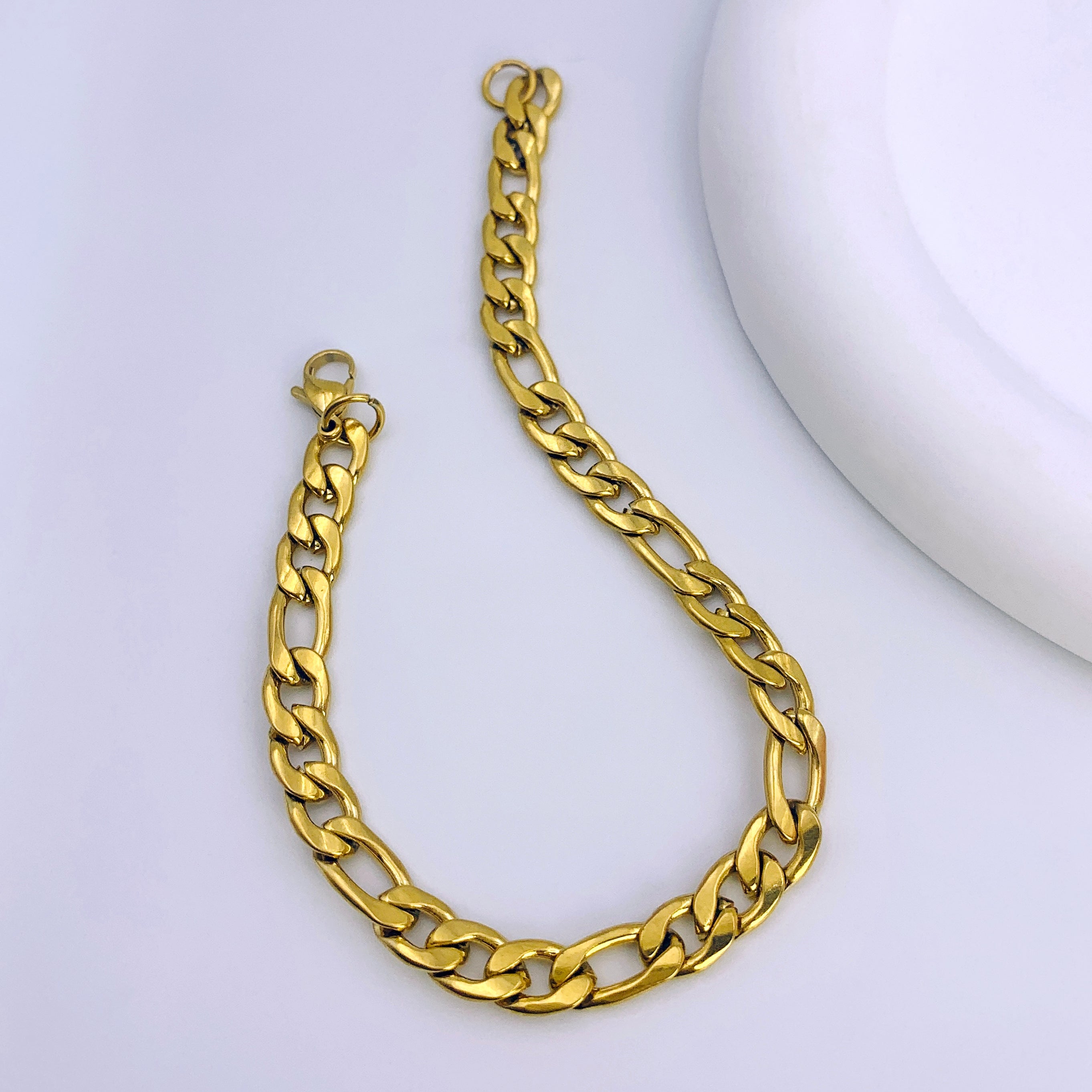 Flat Oval Long & Short Chain Bracelet