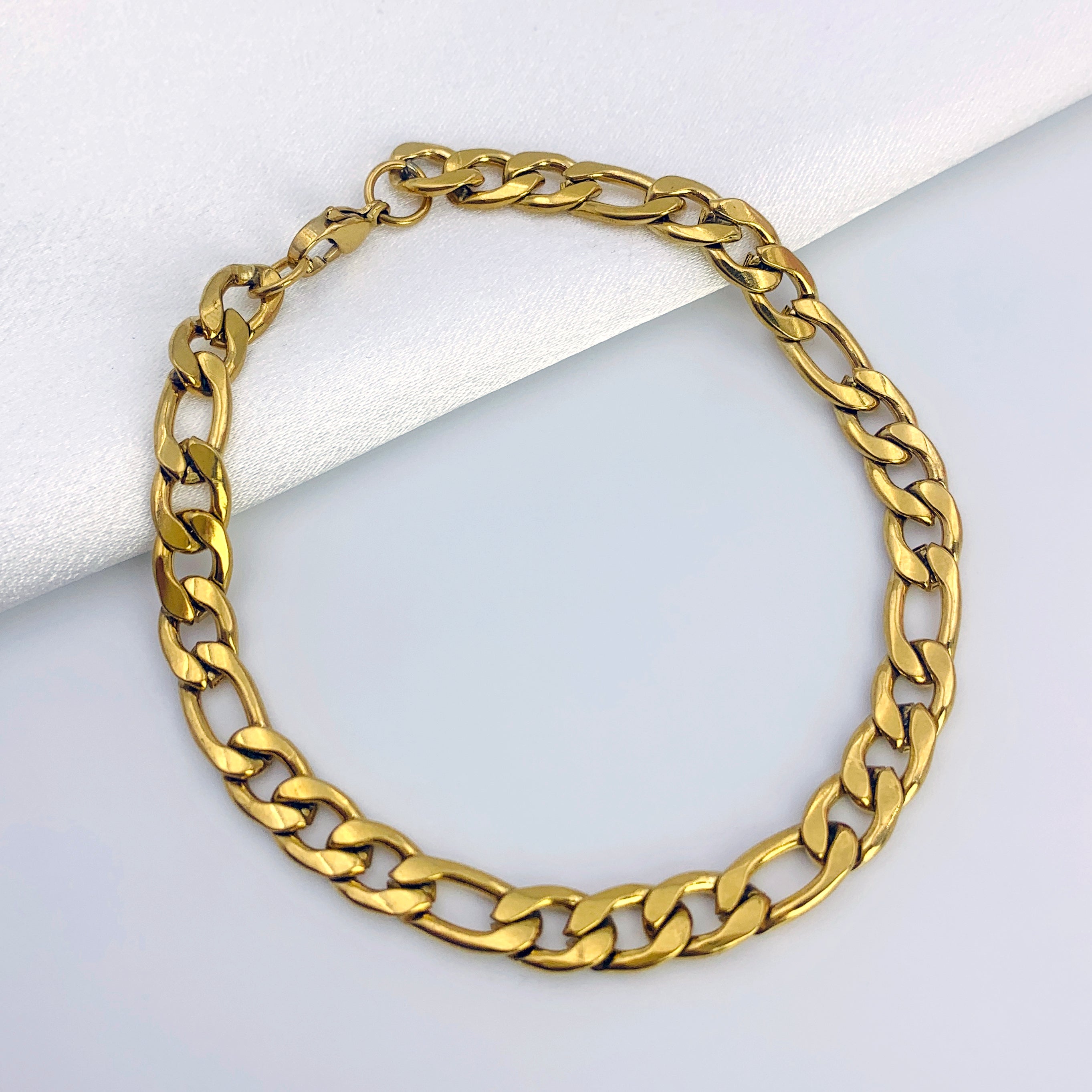 Flat Oval Long & Short Chain Bracelet