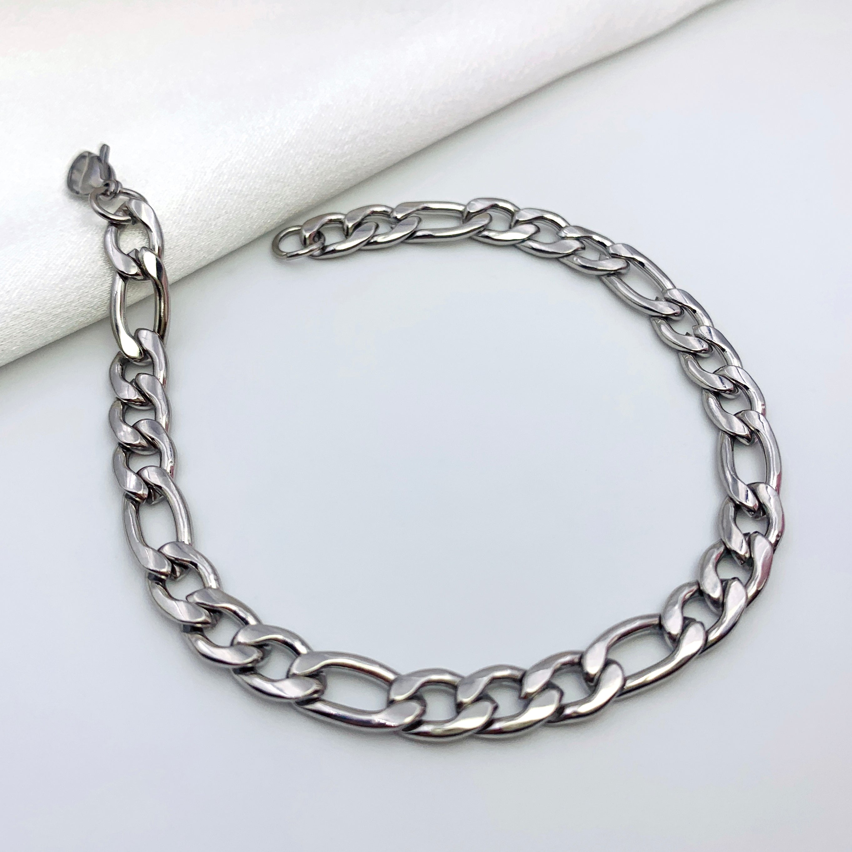 Flat Oval Long & Short Chain Bracelet