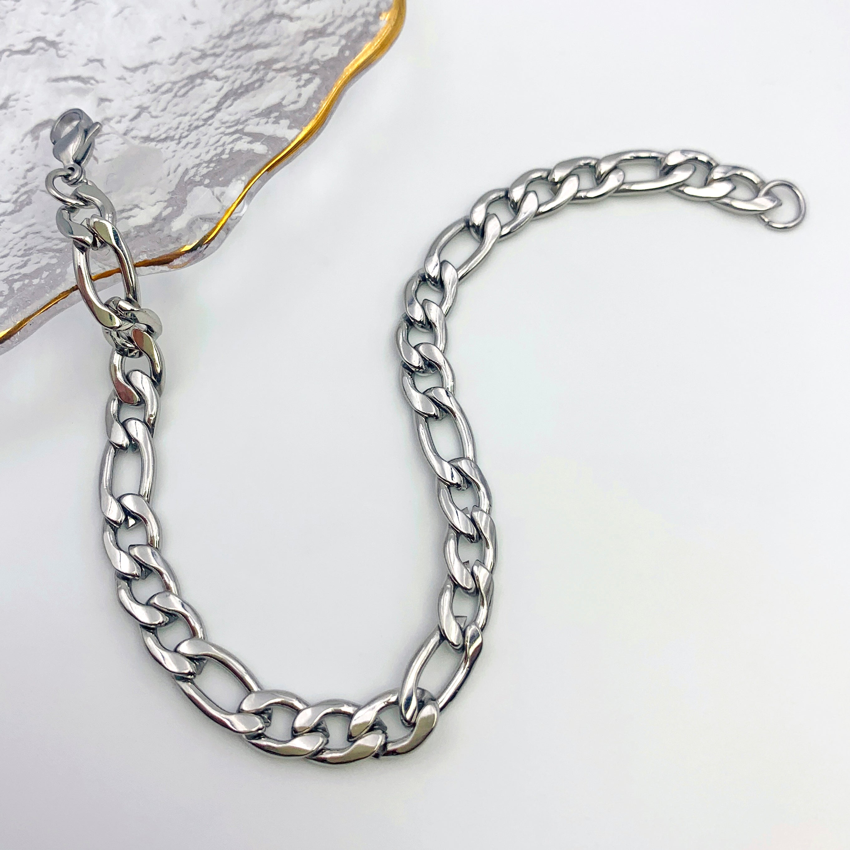 Flat Oval Long & Short Chain Bracelet