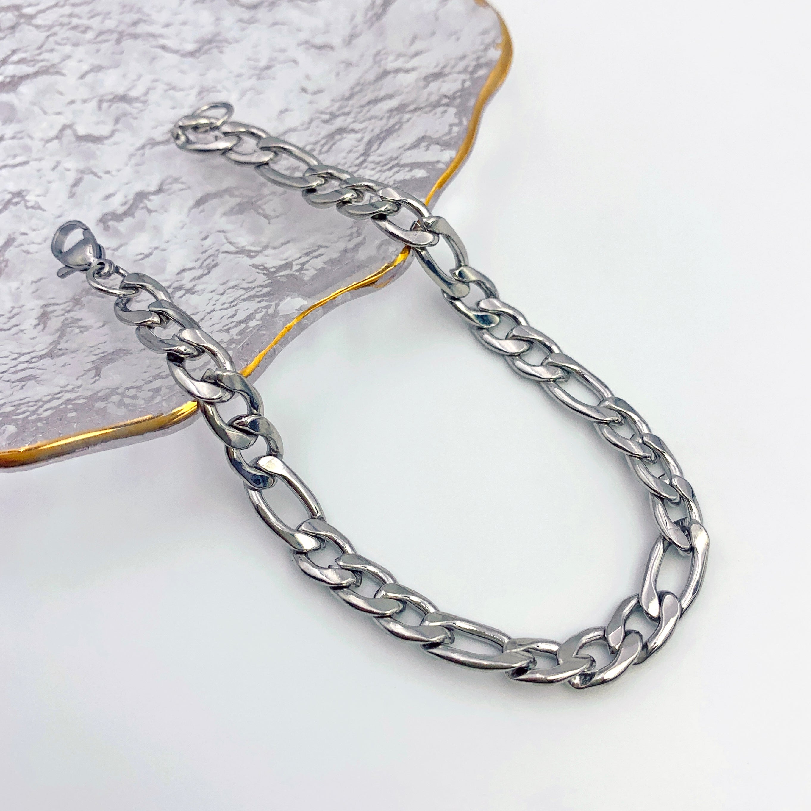 Flat Oval Long & Short Chain Bracelet