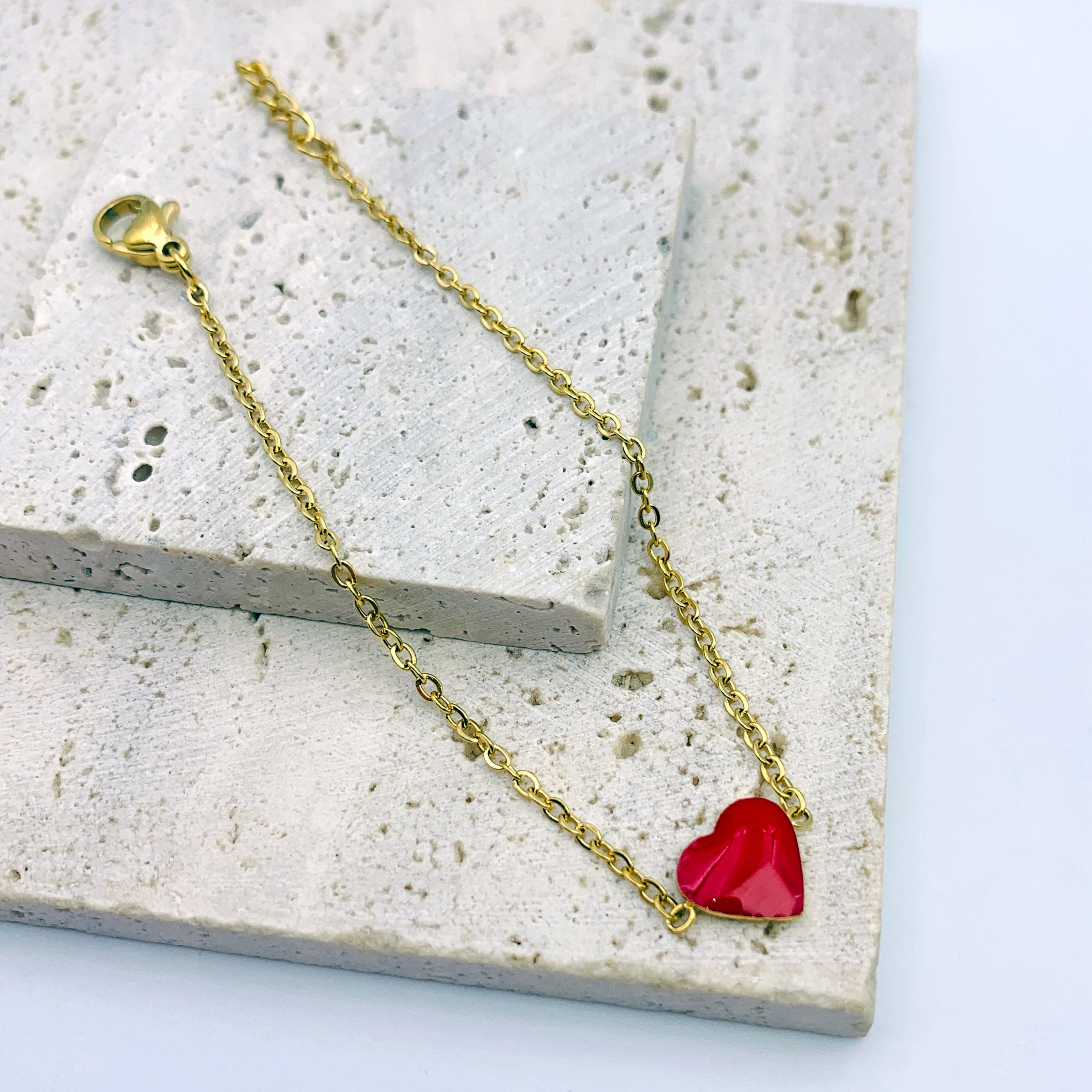 Red Heart Minimalist Bracelet