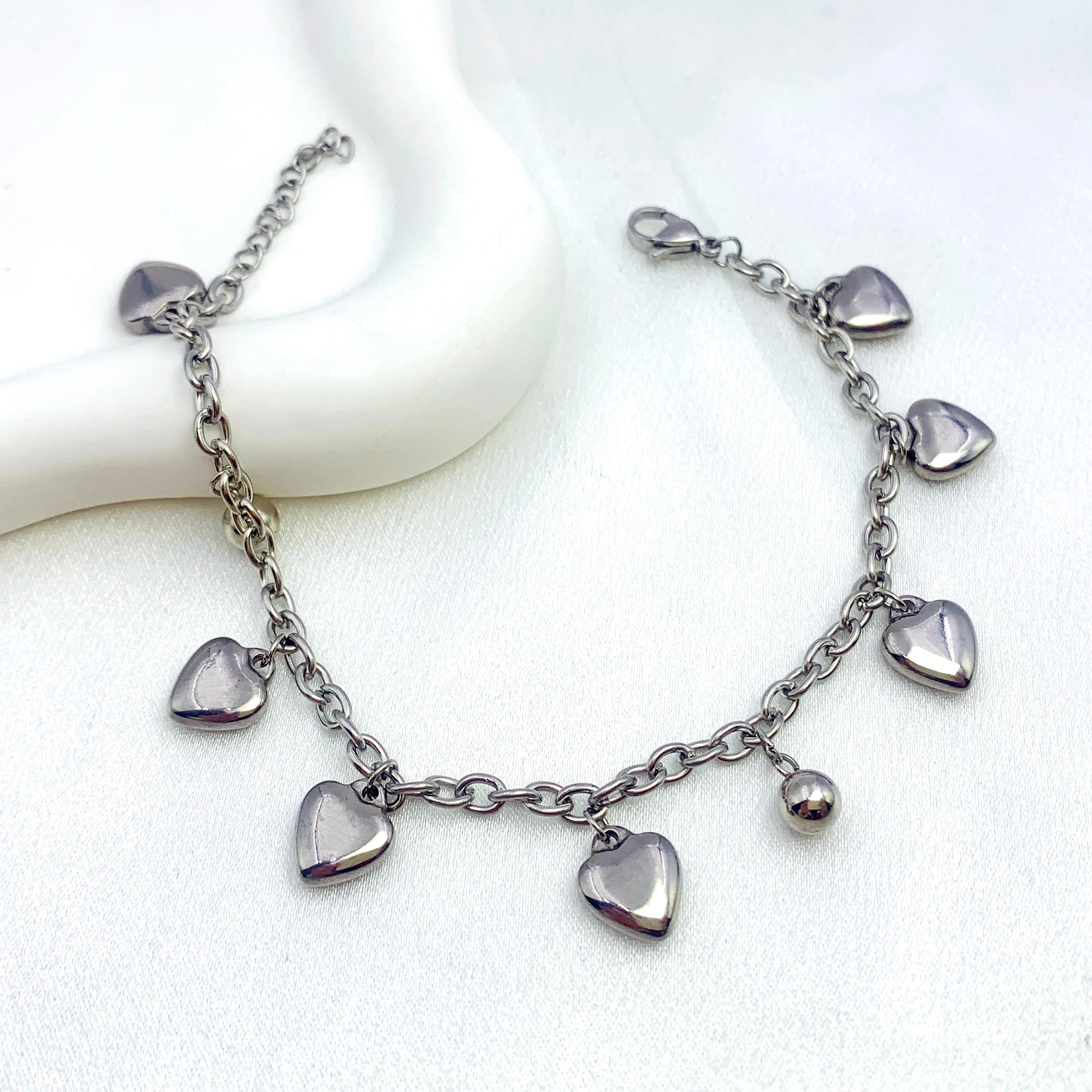 Silver Heart Charm Bracelet