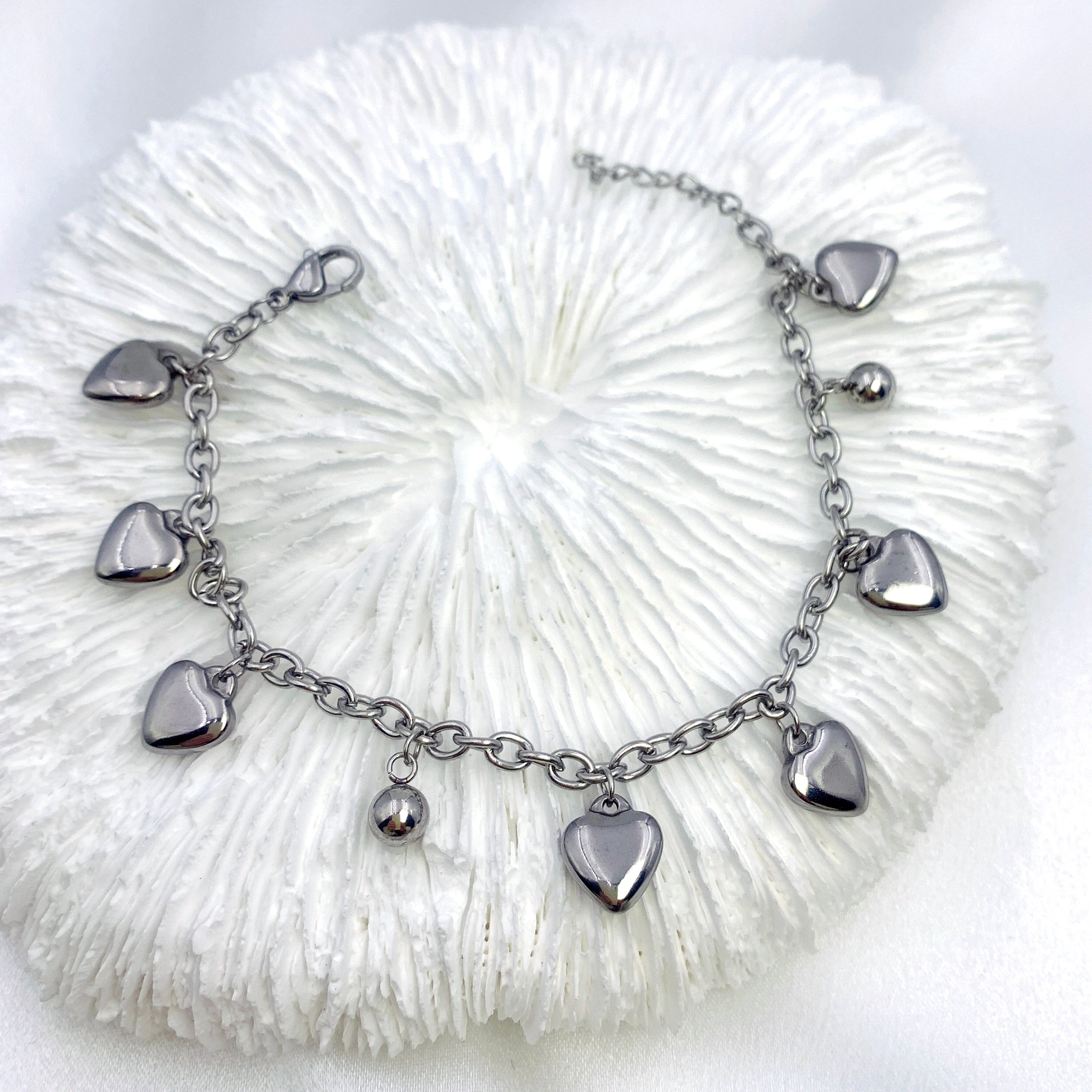 Silver Heart Charm Bracelet