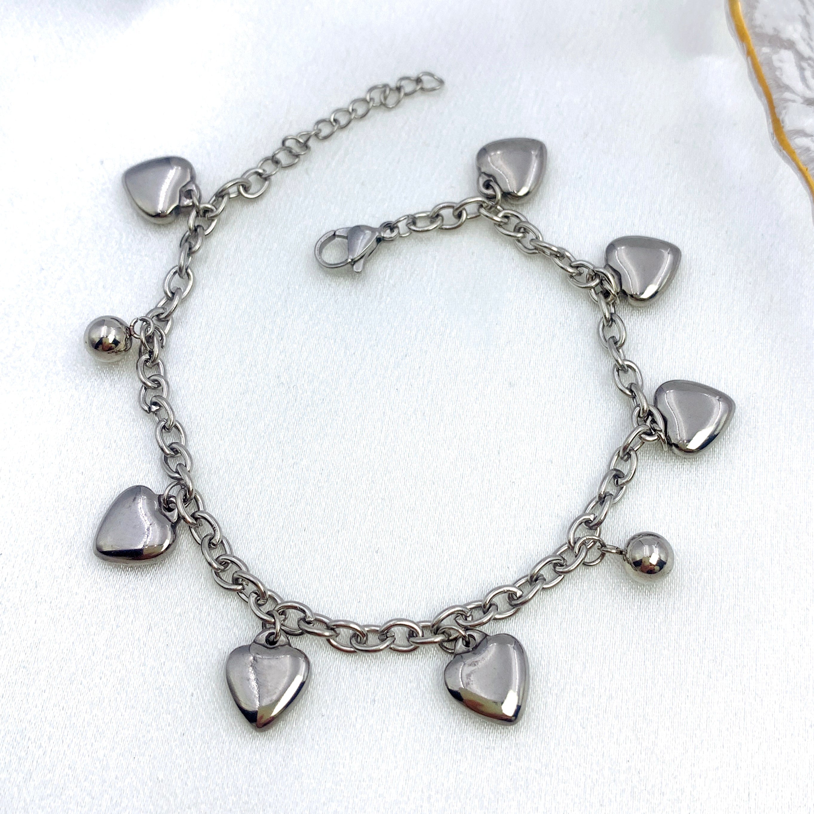 Silver Heart Charm Bracelet