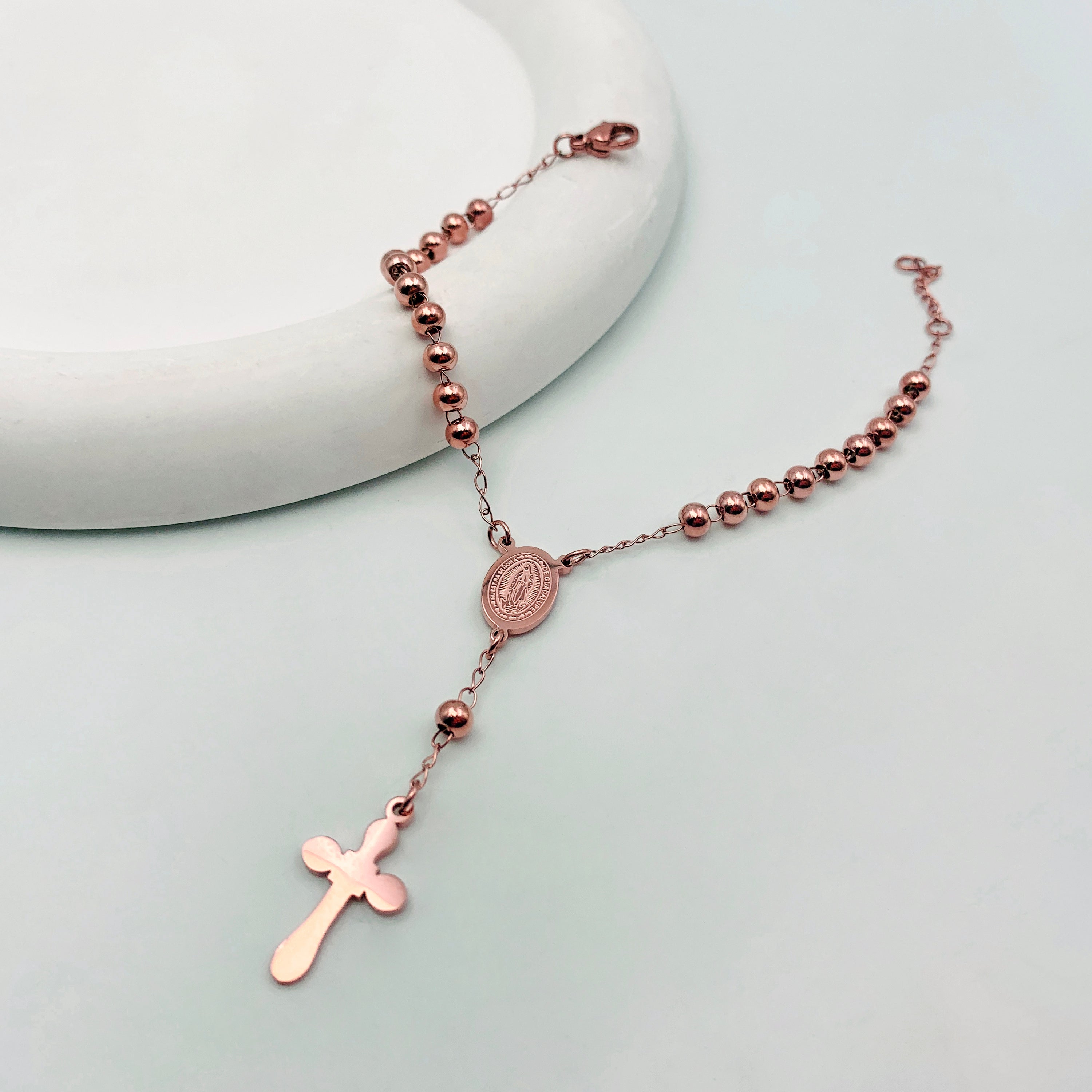 Rose Gold Rosary Bracelet