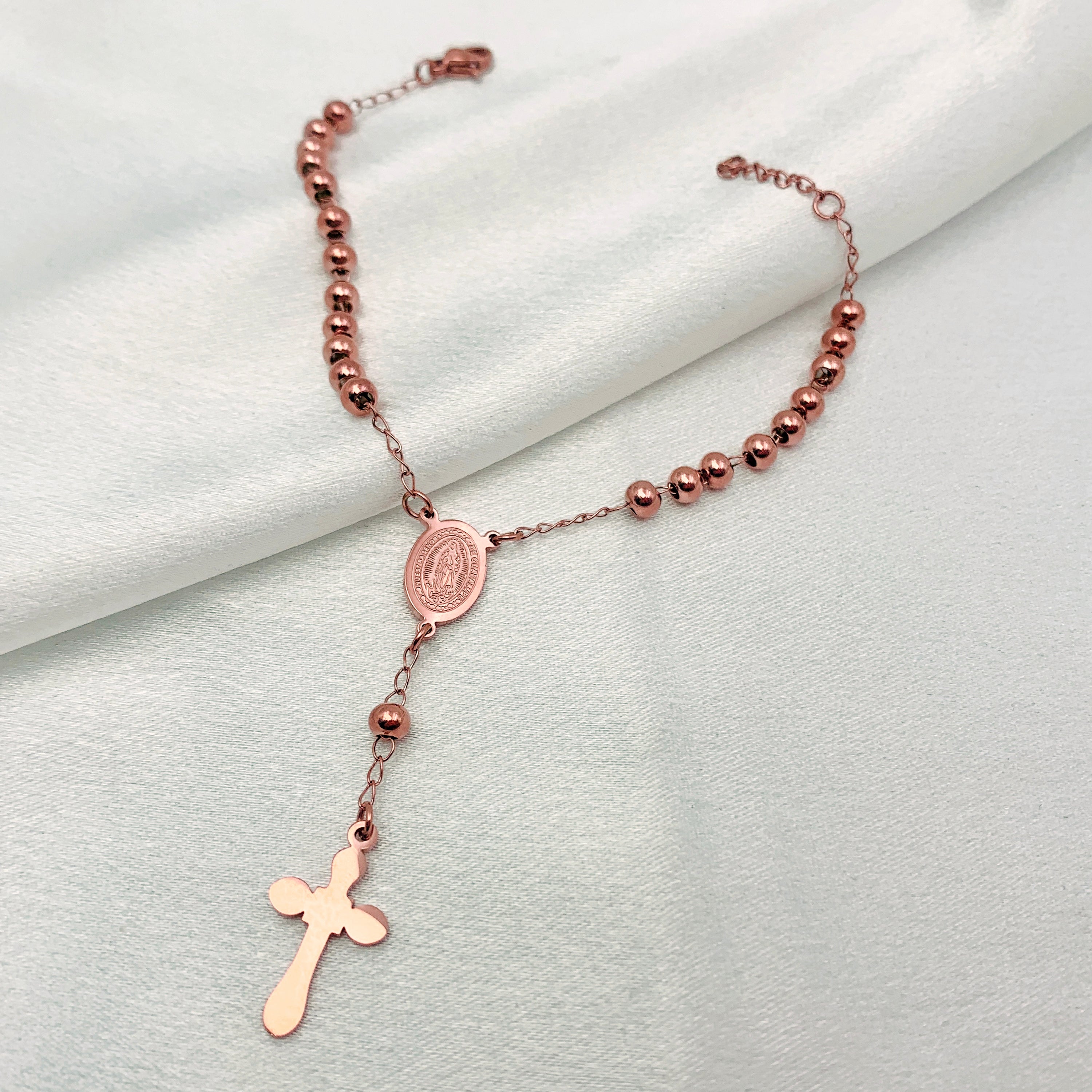 Rose Gold Rosary Bracelet