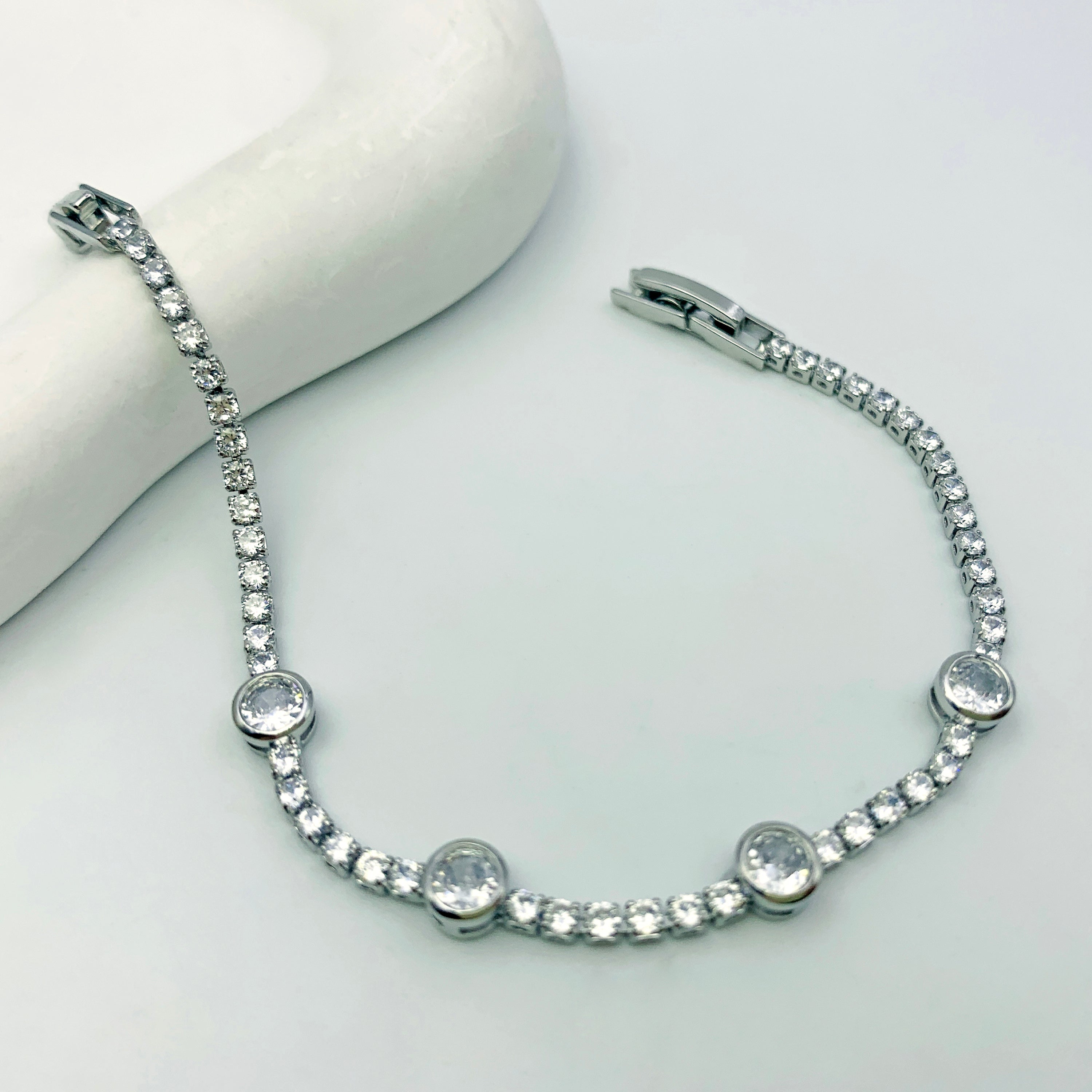 Silver Bezel Tennis Bracelet