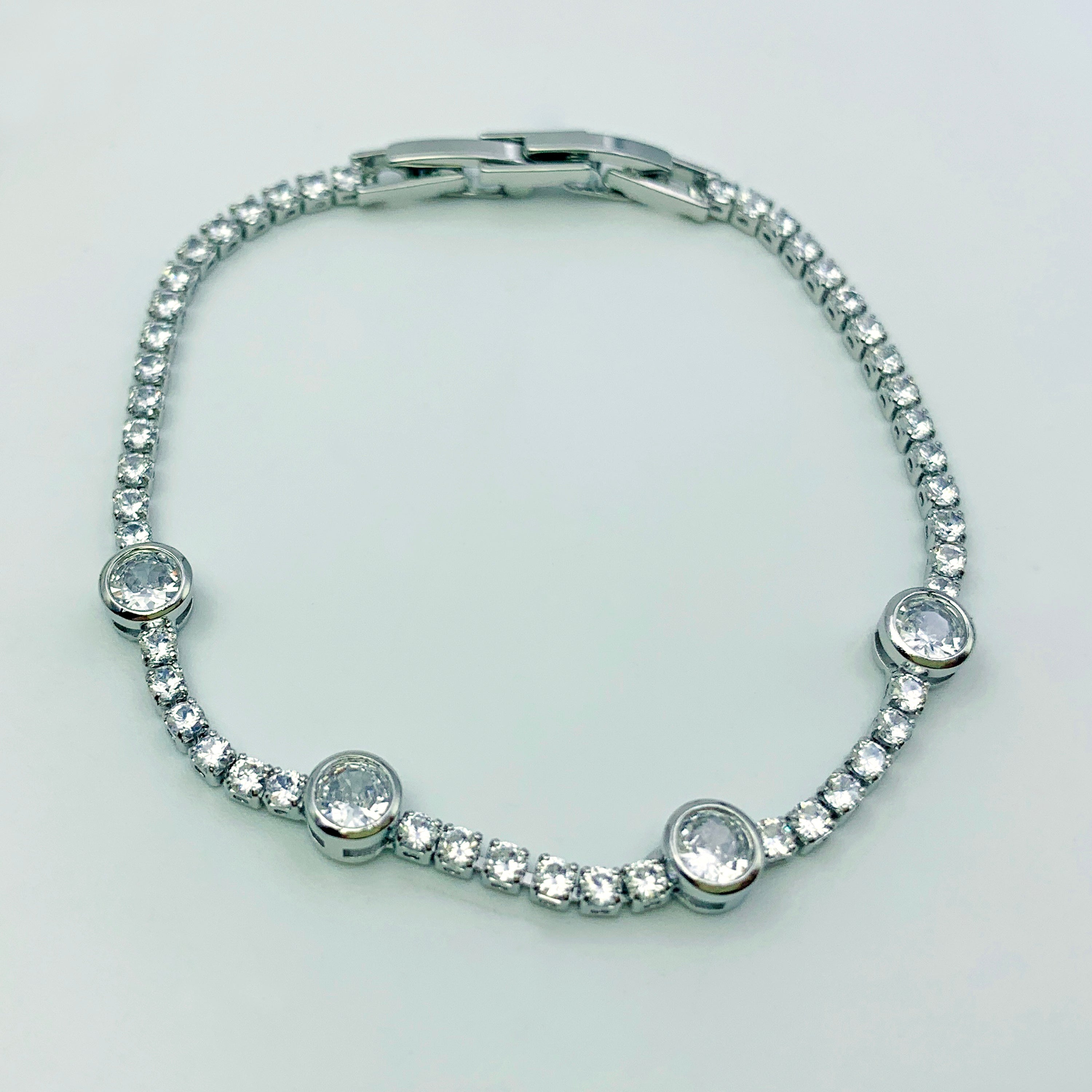 Silver Bezel Tennis Bracelet