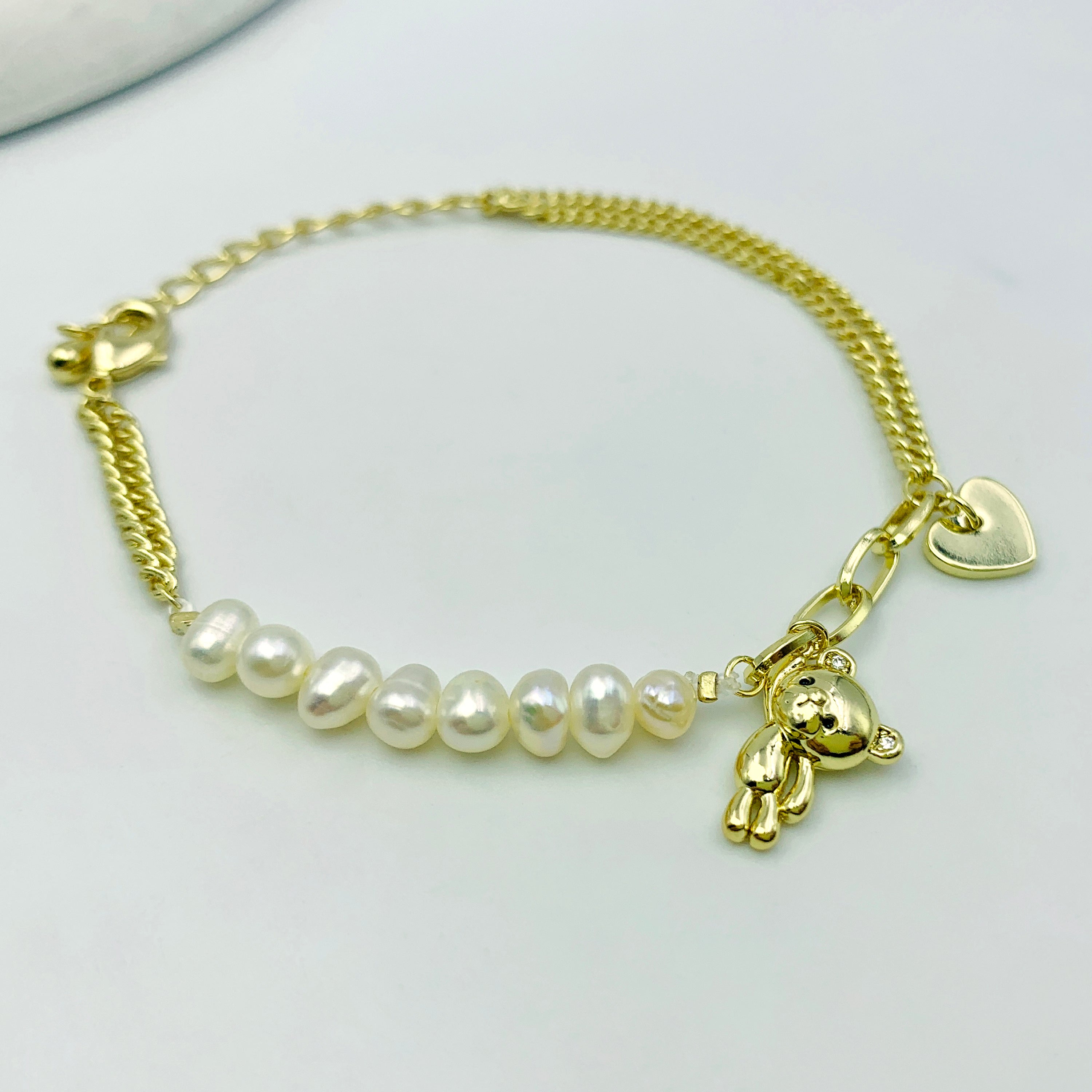 Pearl & Teddy Charm Bracelet