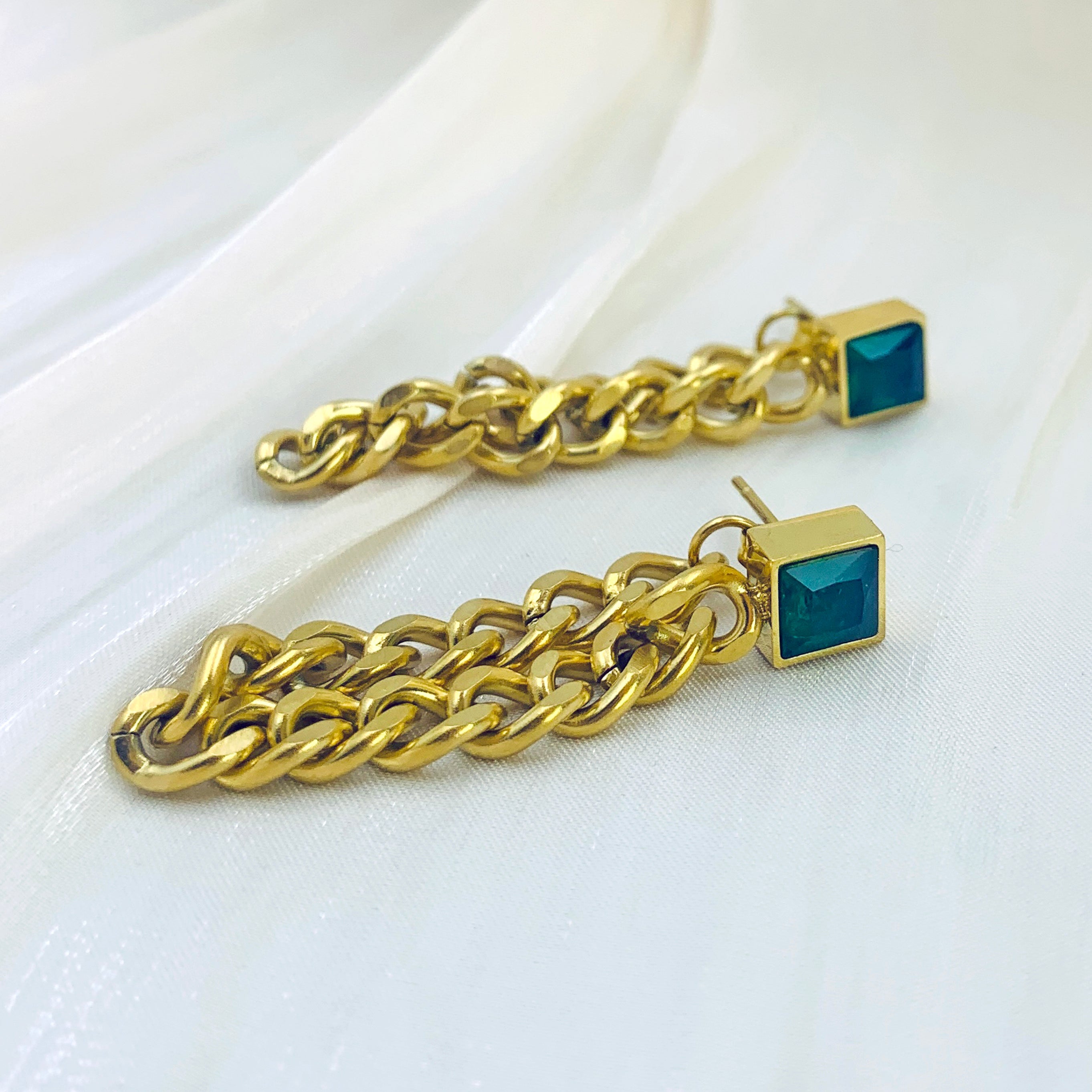 Emerald Chain Studs