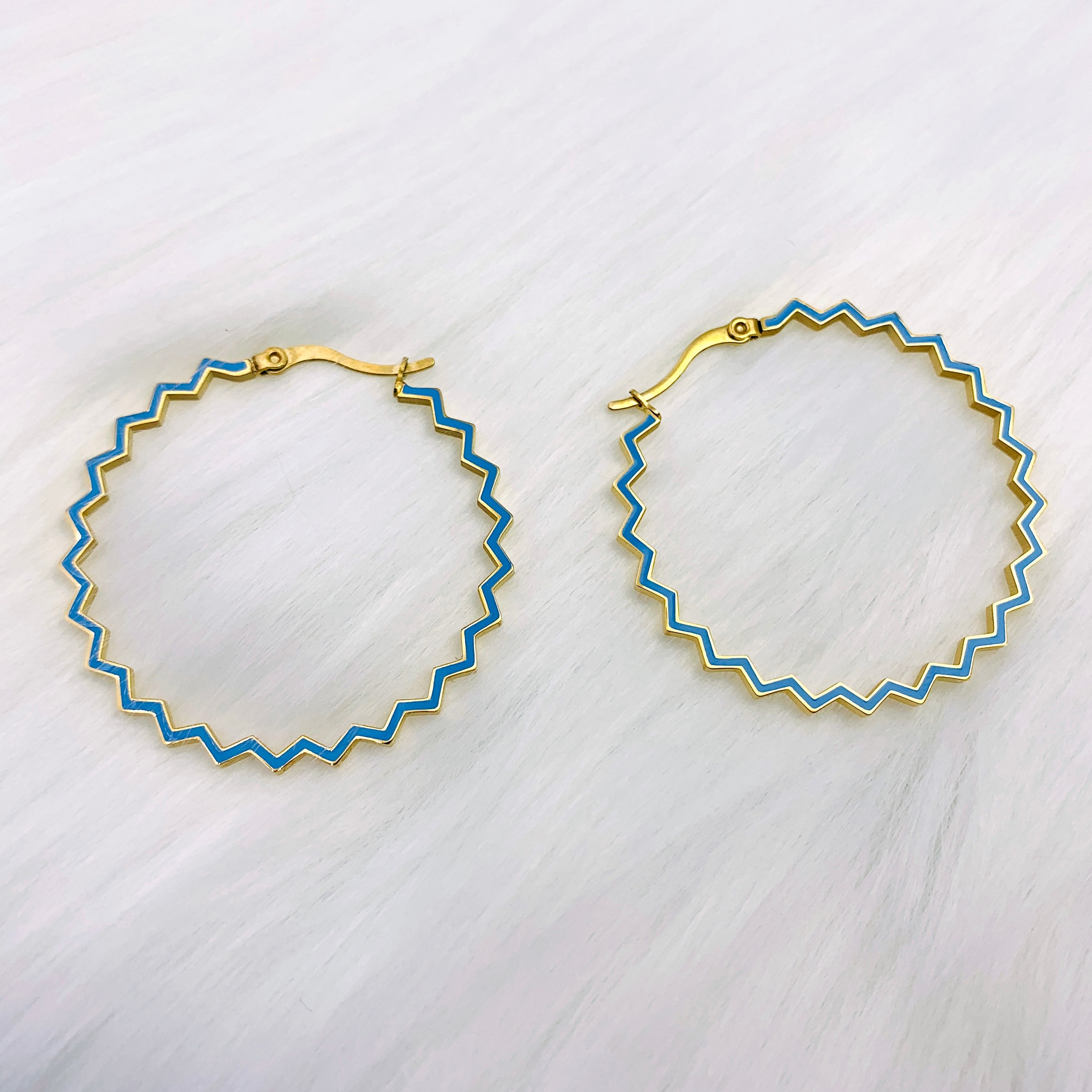 Turquoise Zig Zag Hoops