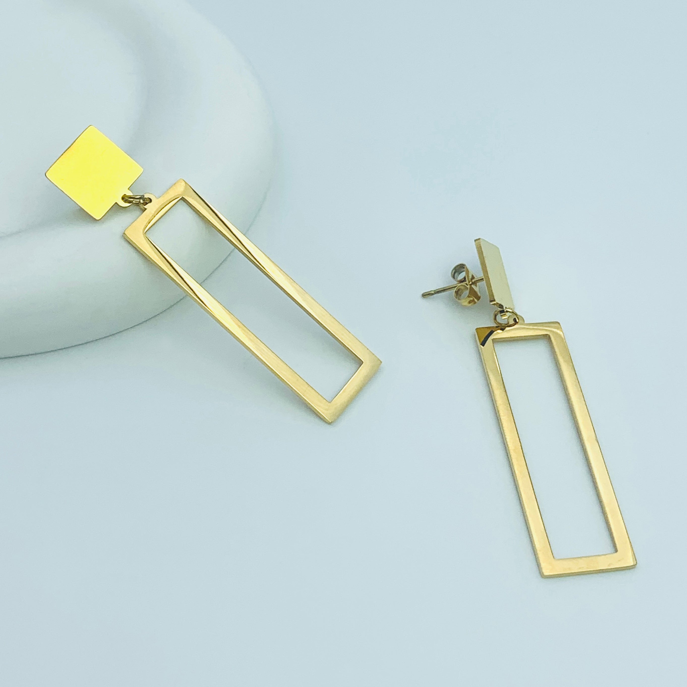 Gold Rectangle Silhouette Earrings