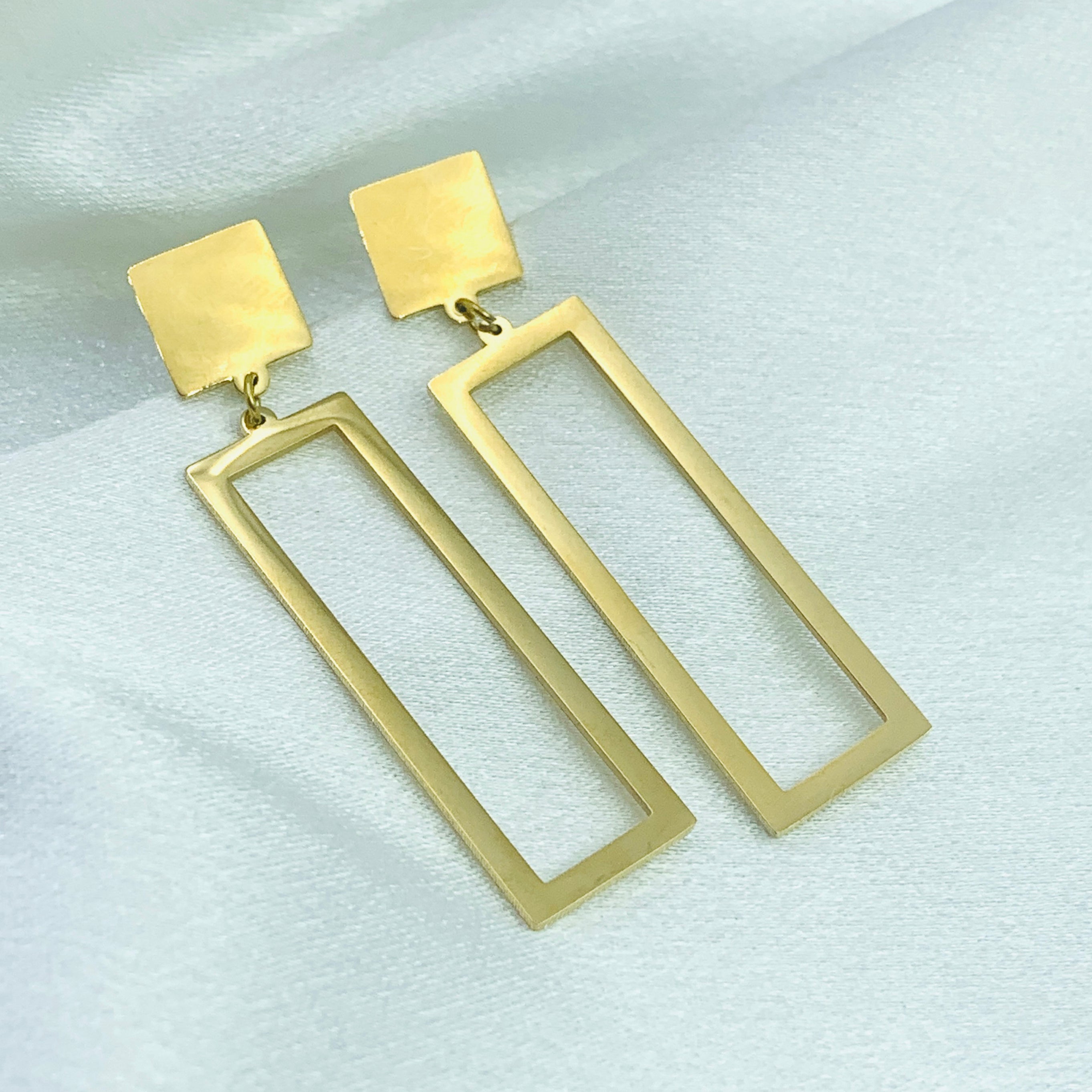 Gold Rectangle Silhouette Earrings