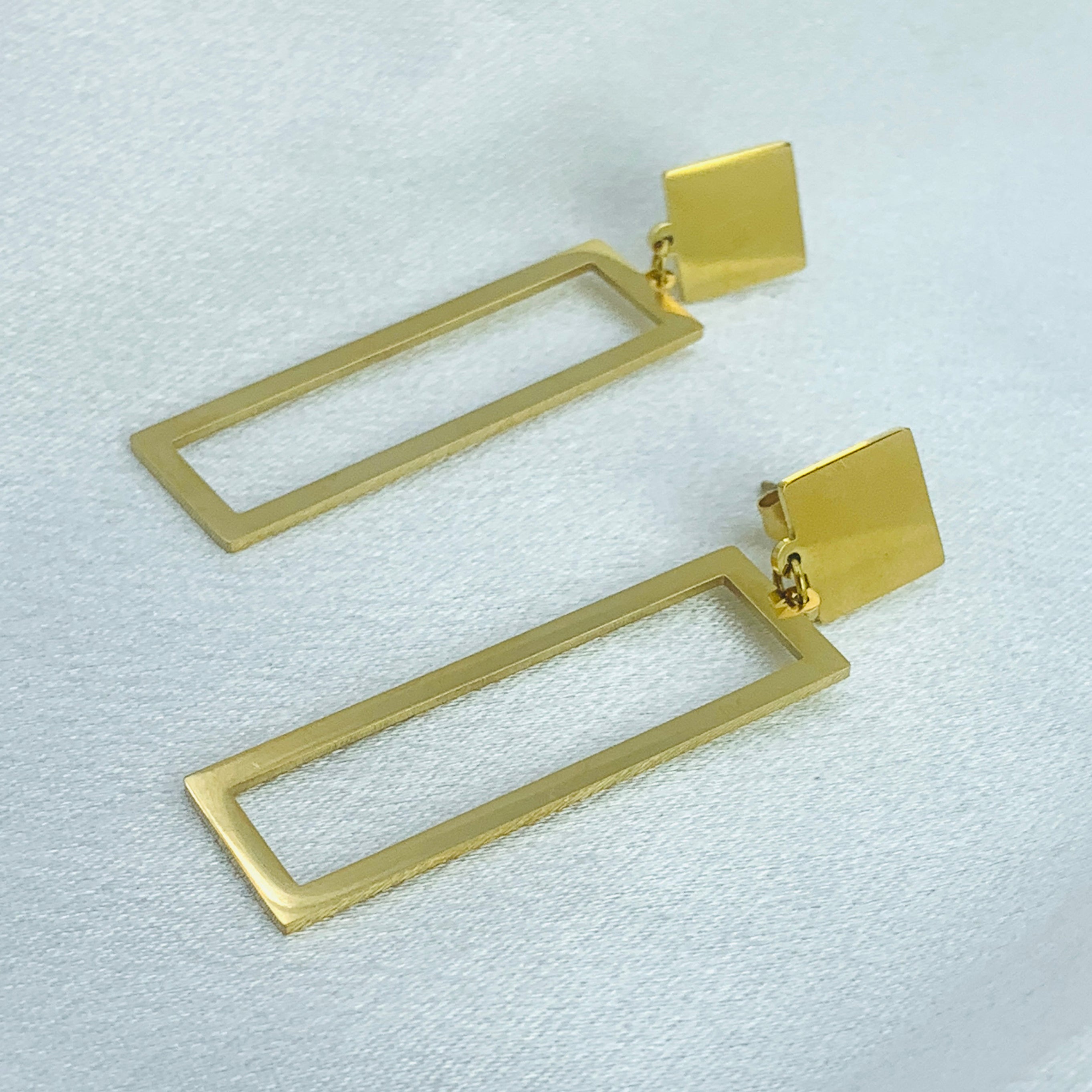 Gold Rectangle Silhouette Earrings