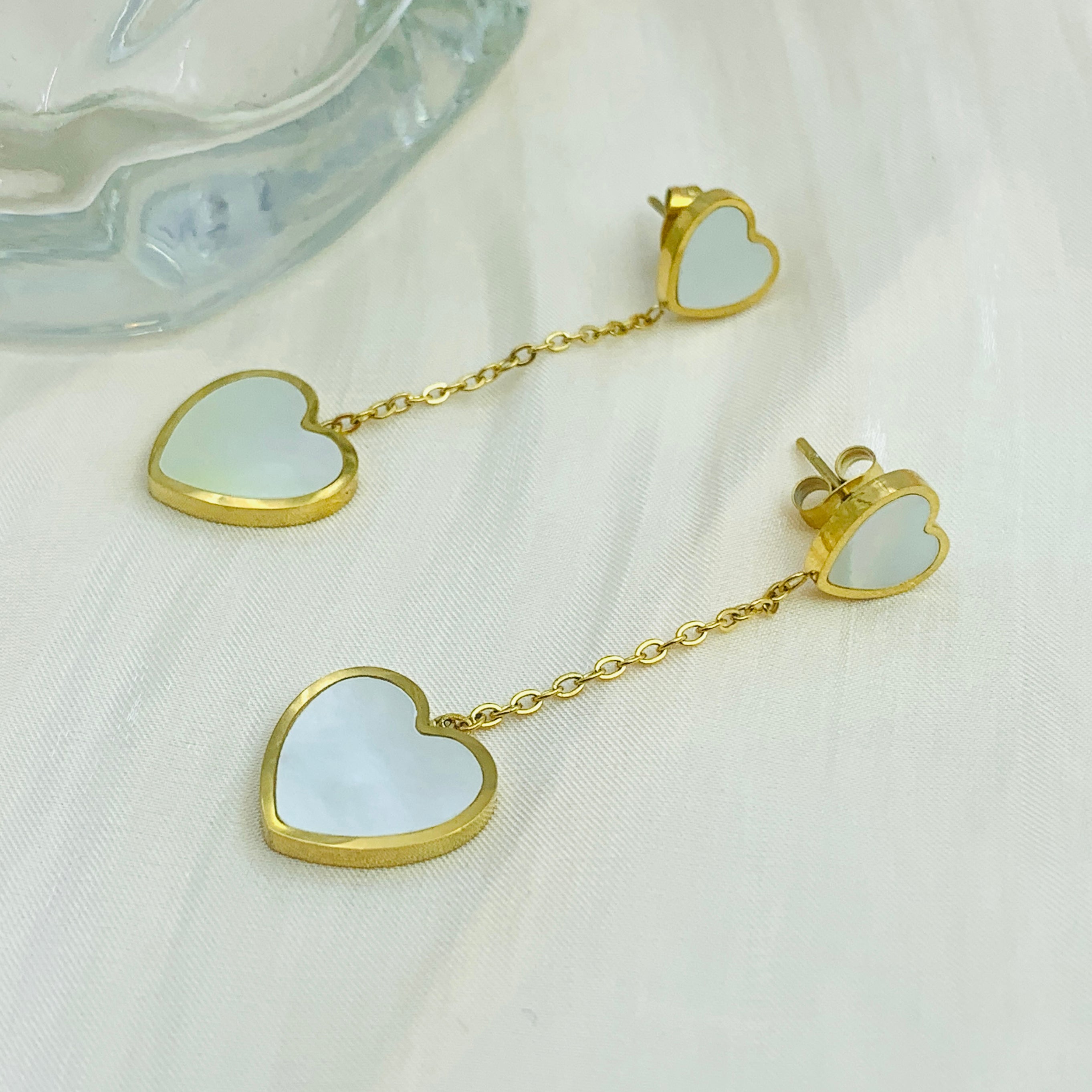 Heart Dangle Chain Earrings