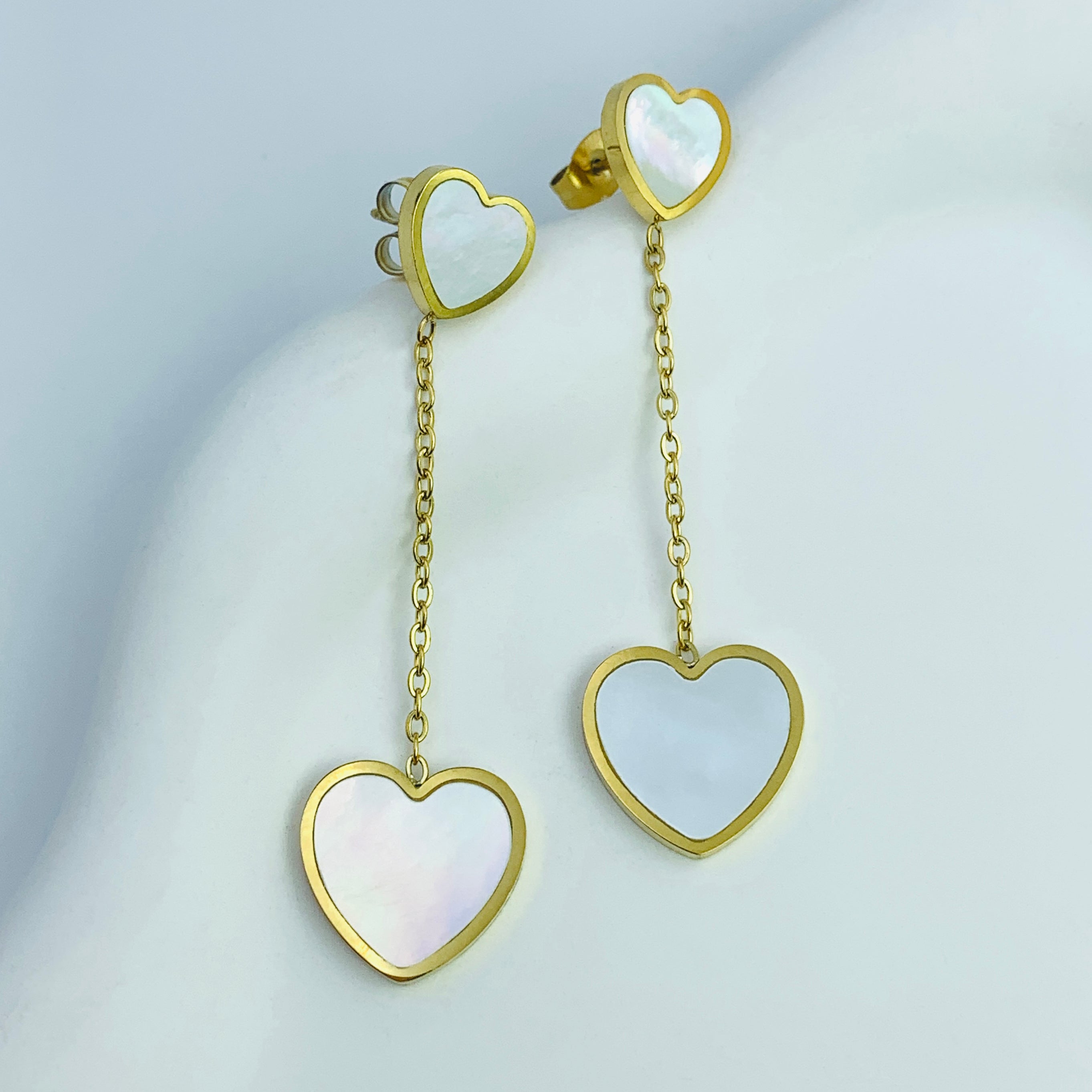 Heart Dangle Chain Earrings