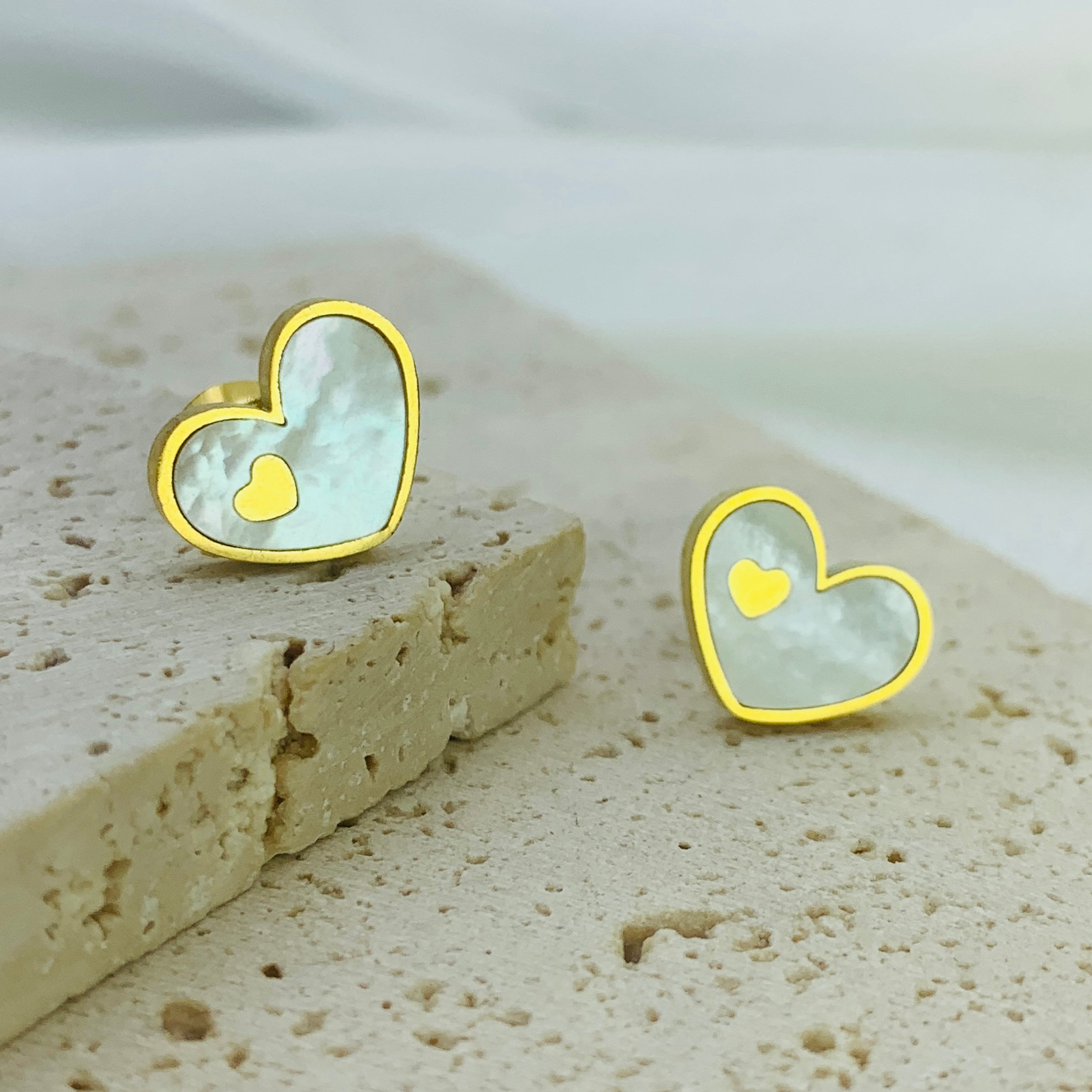 Small Double Heart Studs