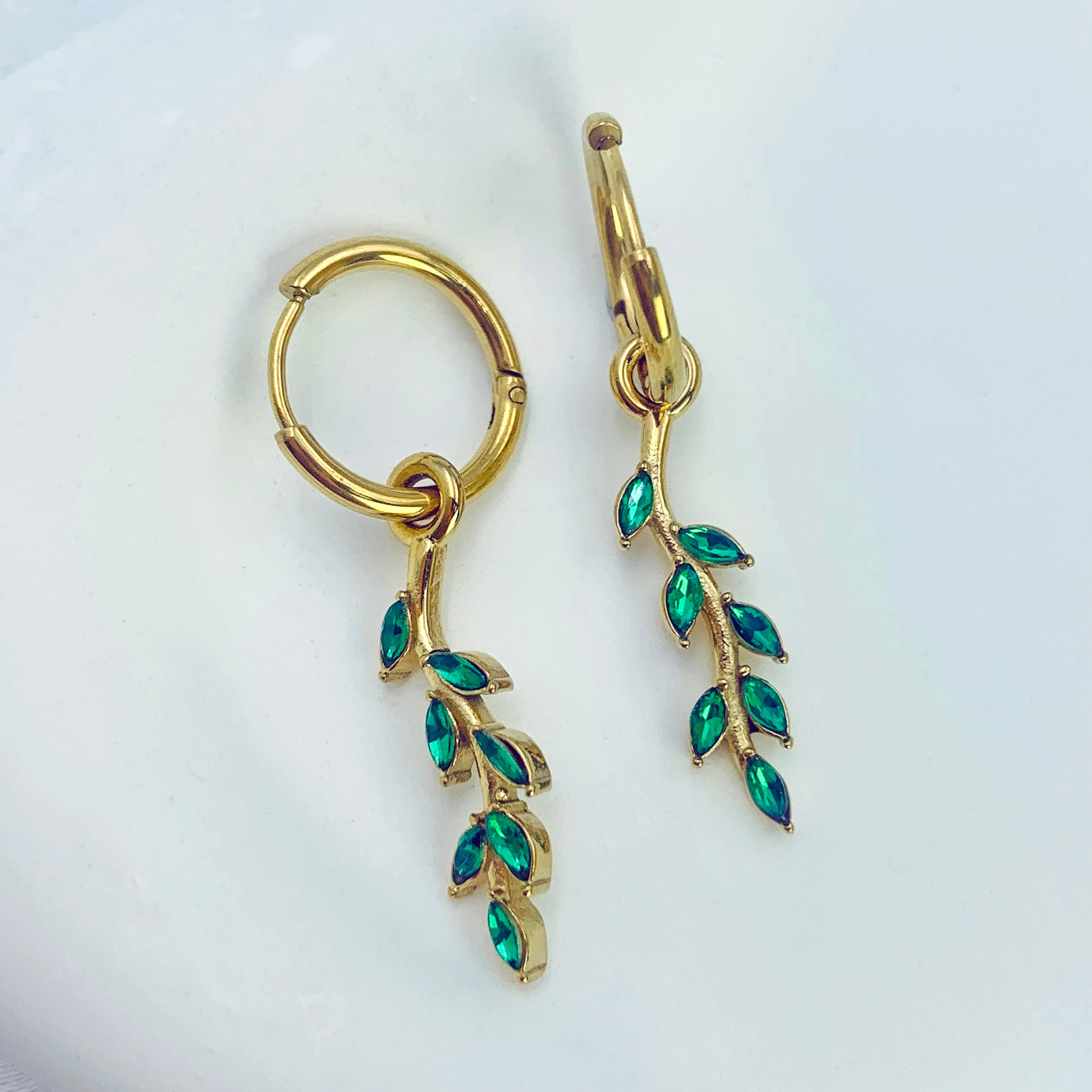 Emerald Leaf Earrings