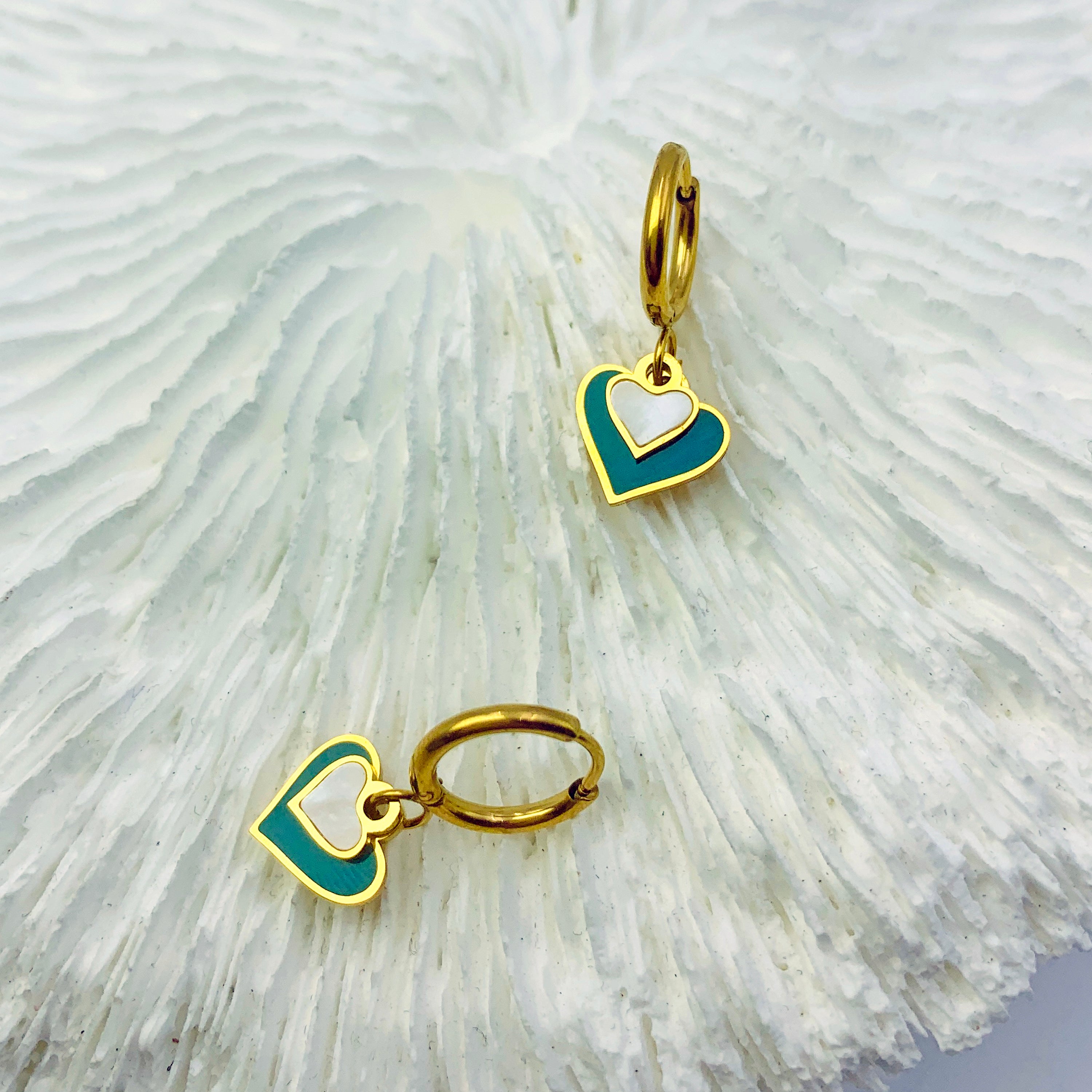 Two-Tone Heart Drop Earrings