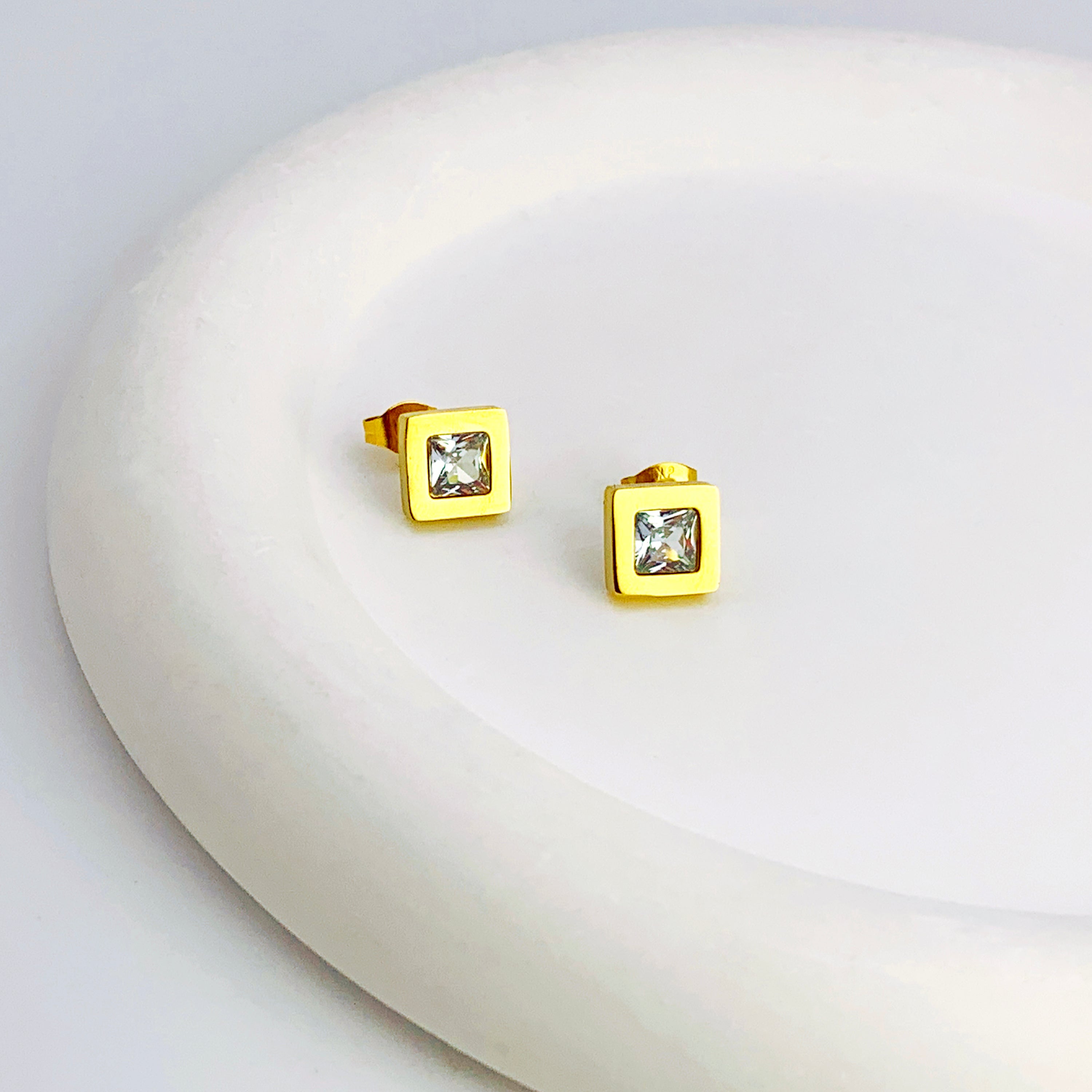 Cubic Zirconia Square Studs