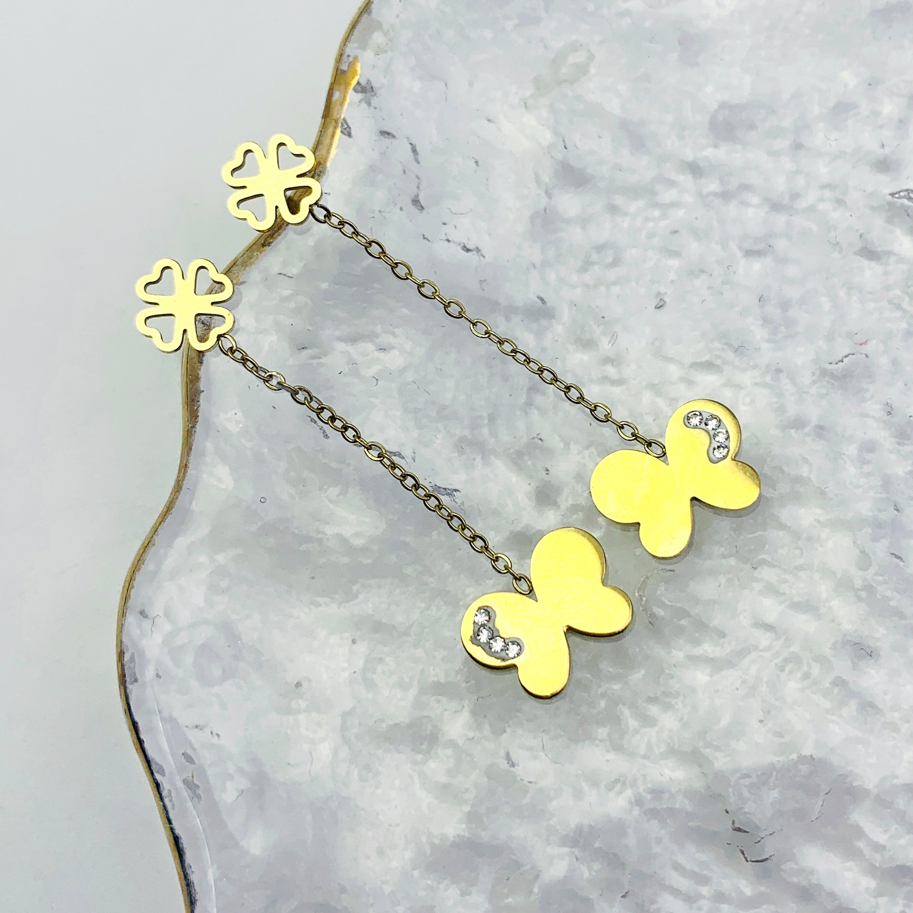 Lucky Butterfly Drop Earrings