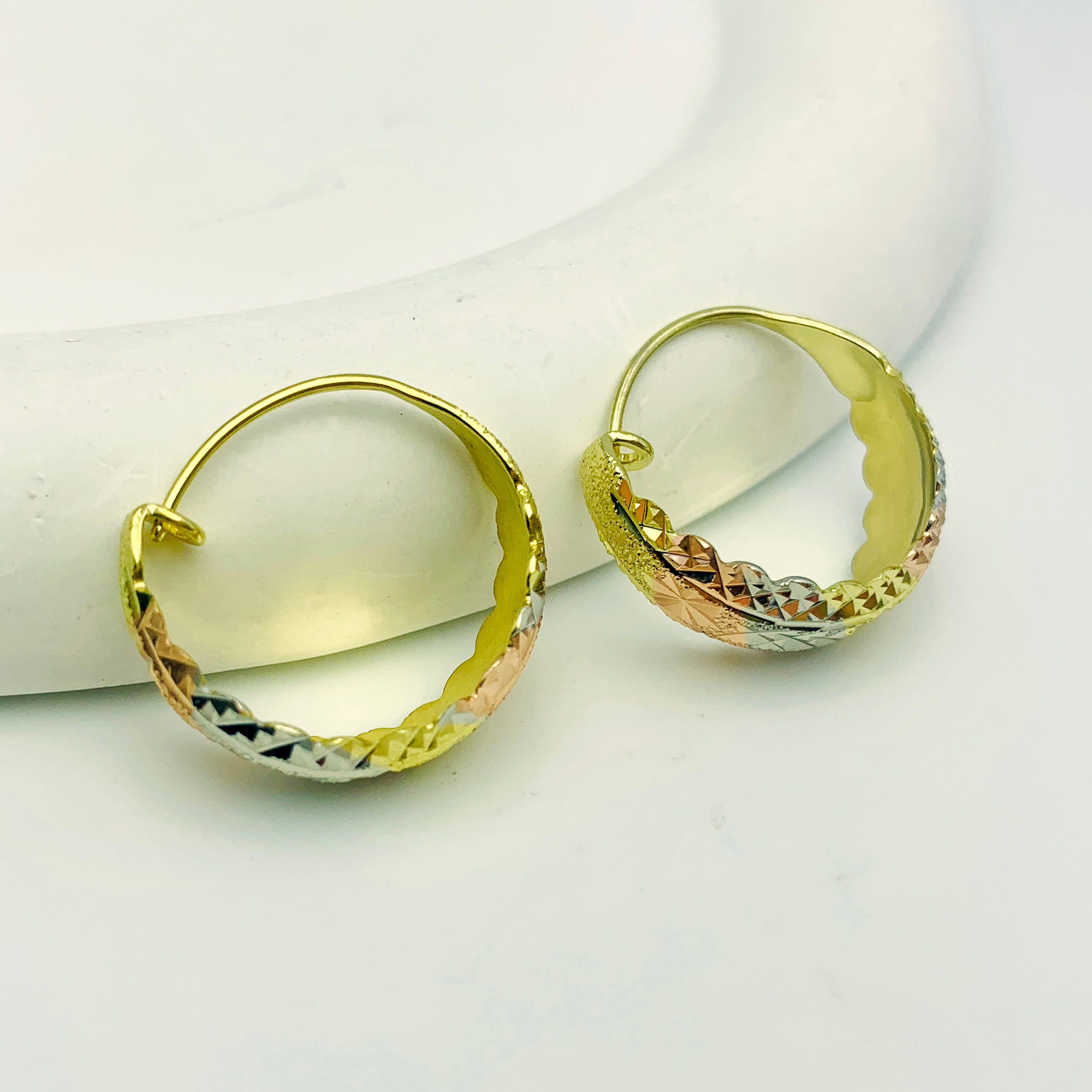 Tri-Color Twirl Hoops