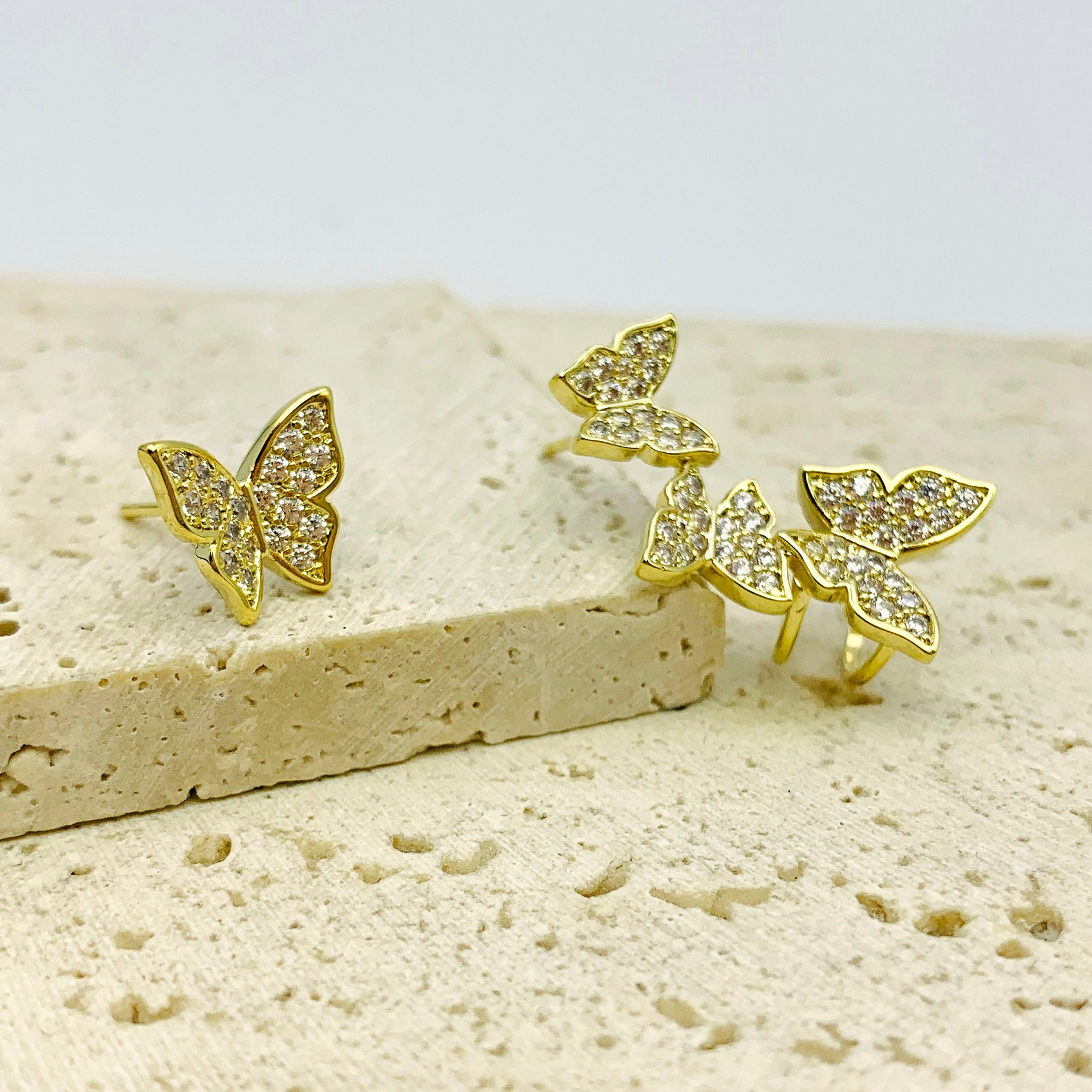 Butterfly Sparkle Stud & Cuff Set