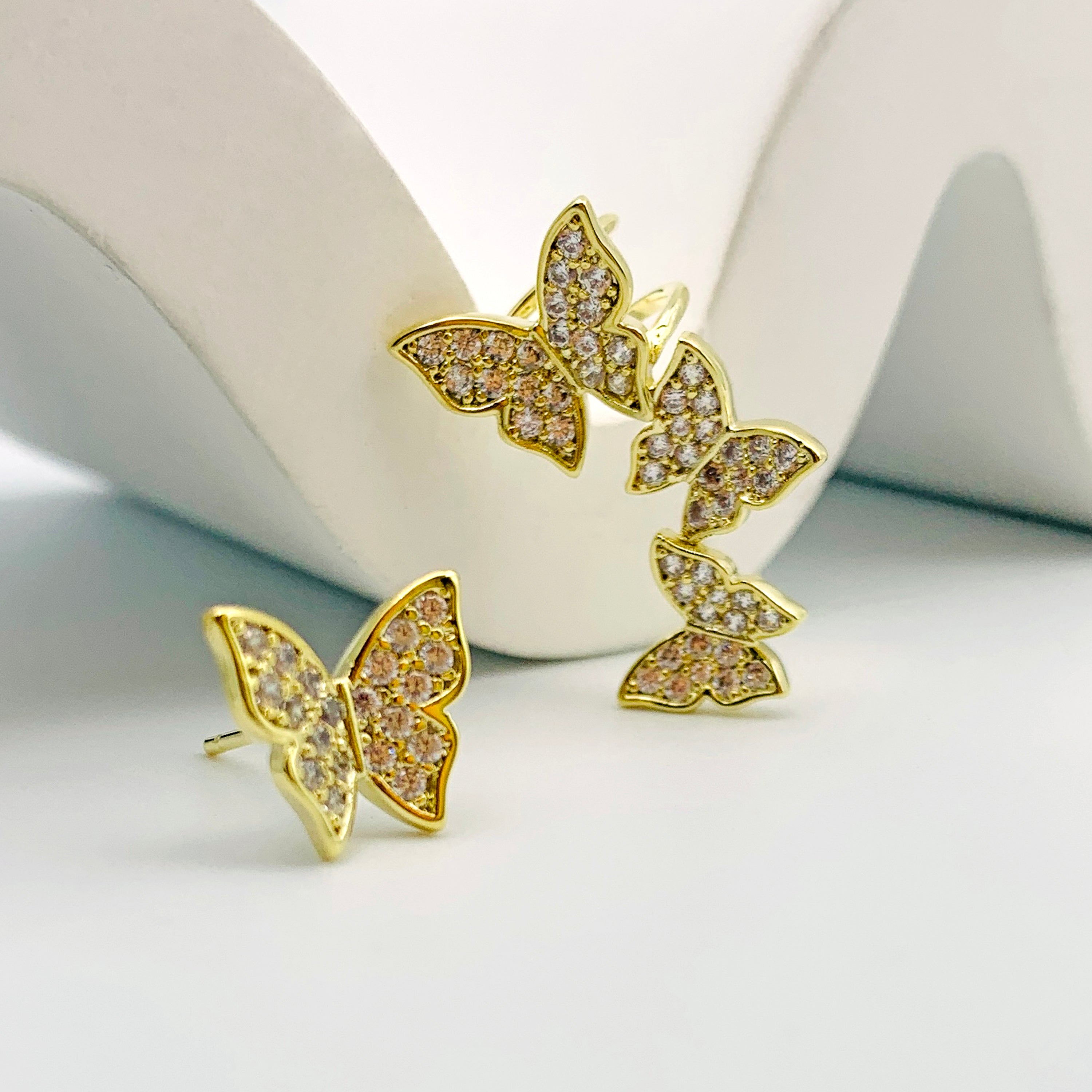 Butterfly Sparkle Stud & Cuff Set