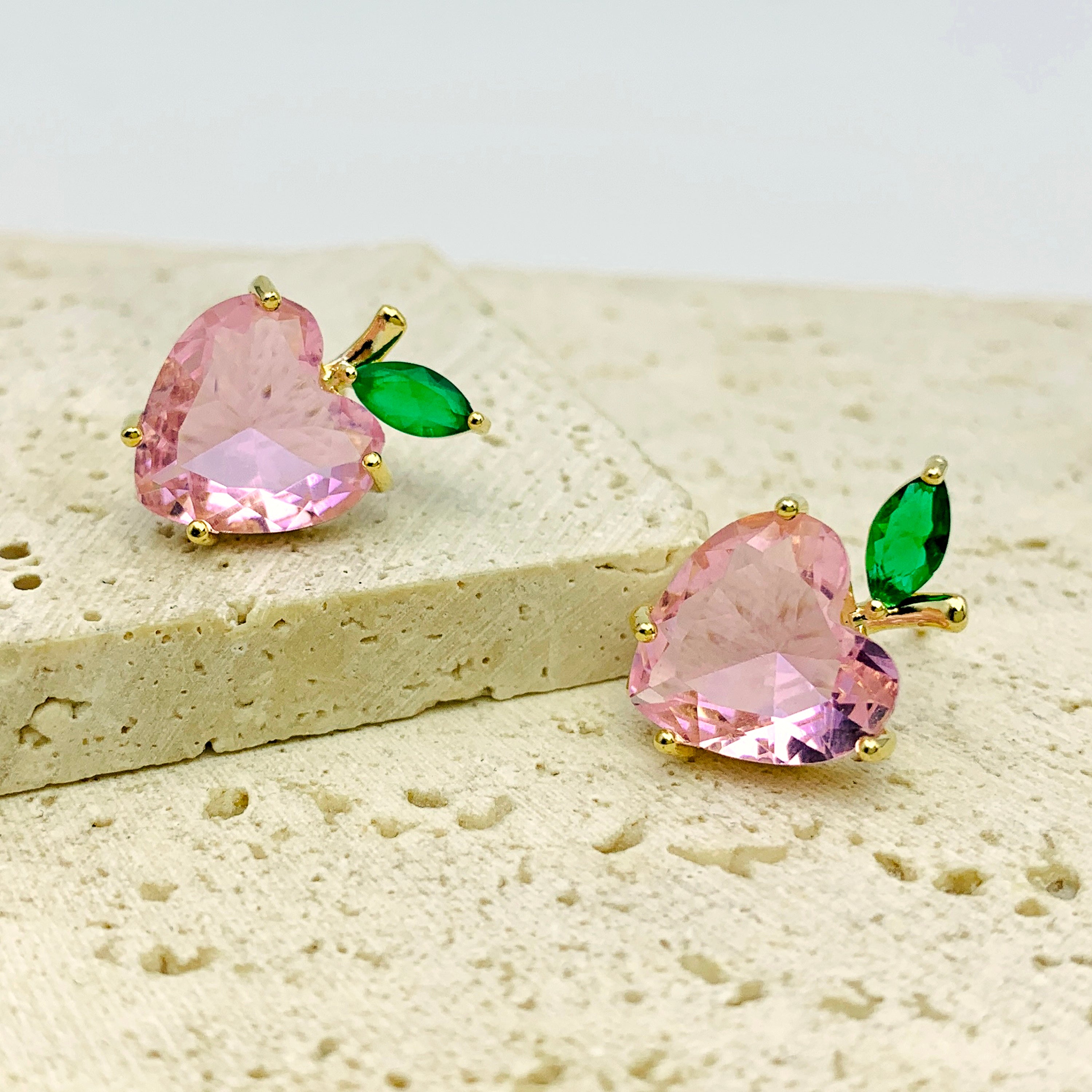 Pink Peach Stud Earrings