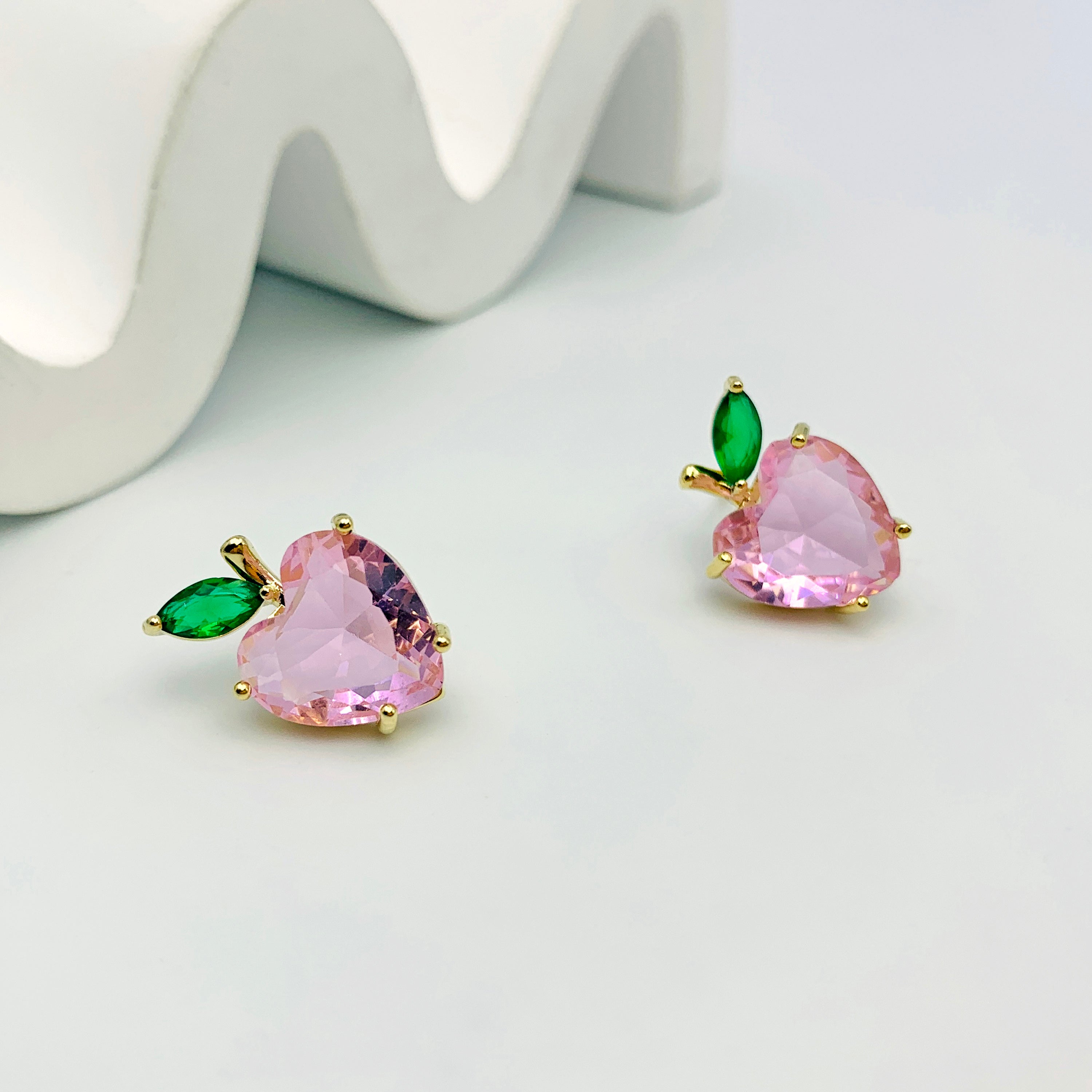 Pink Peach Stud Earrings