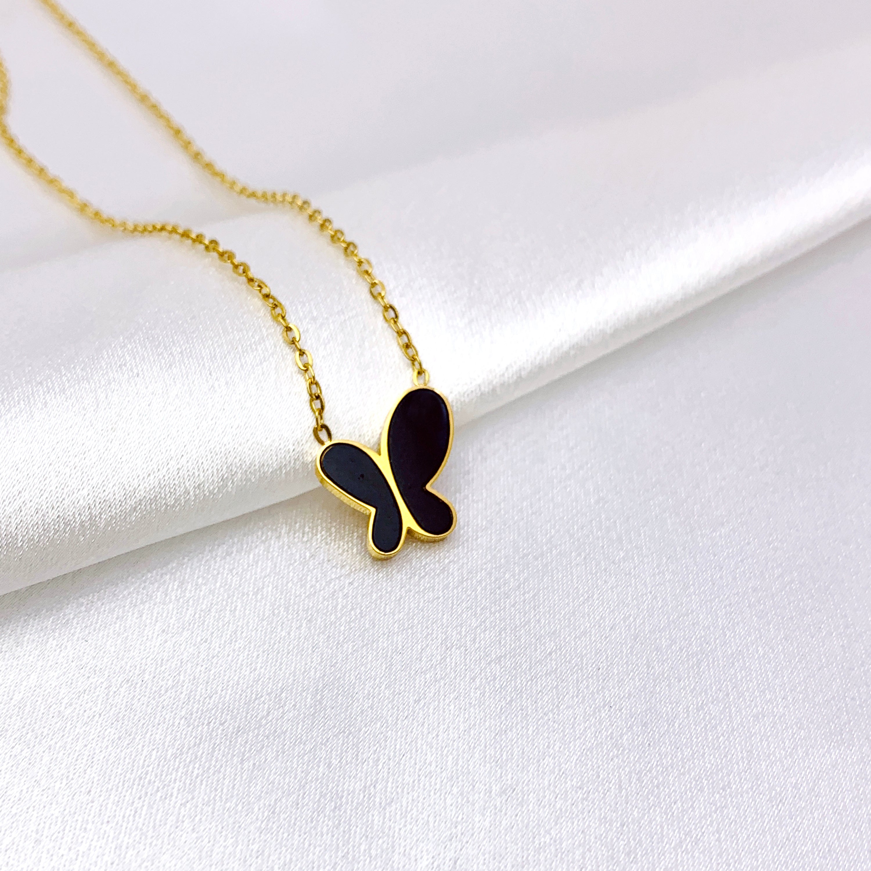 Black Butterfly Gold Necklace