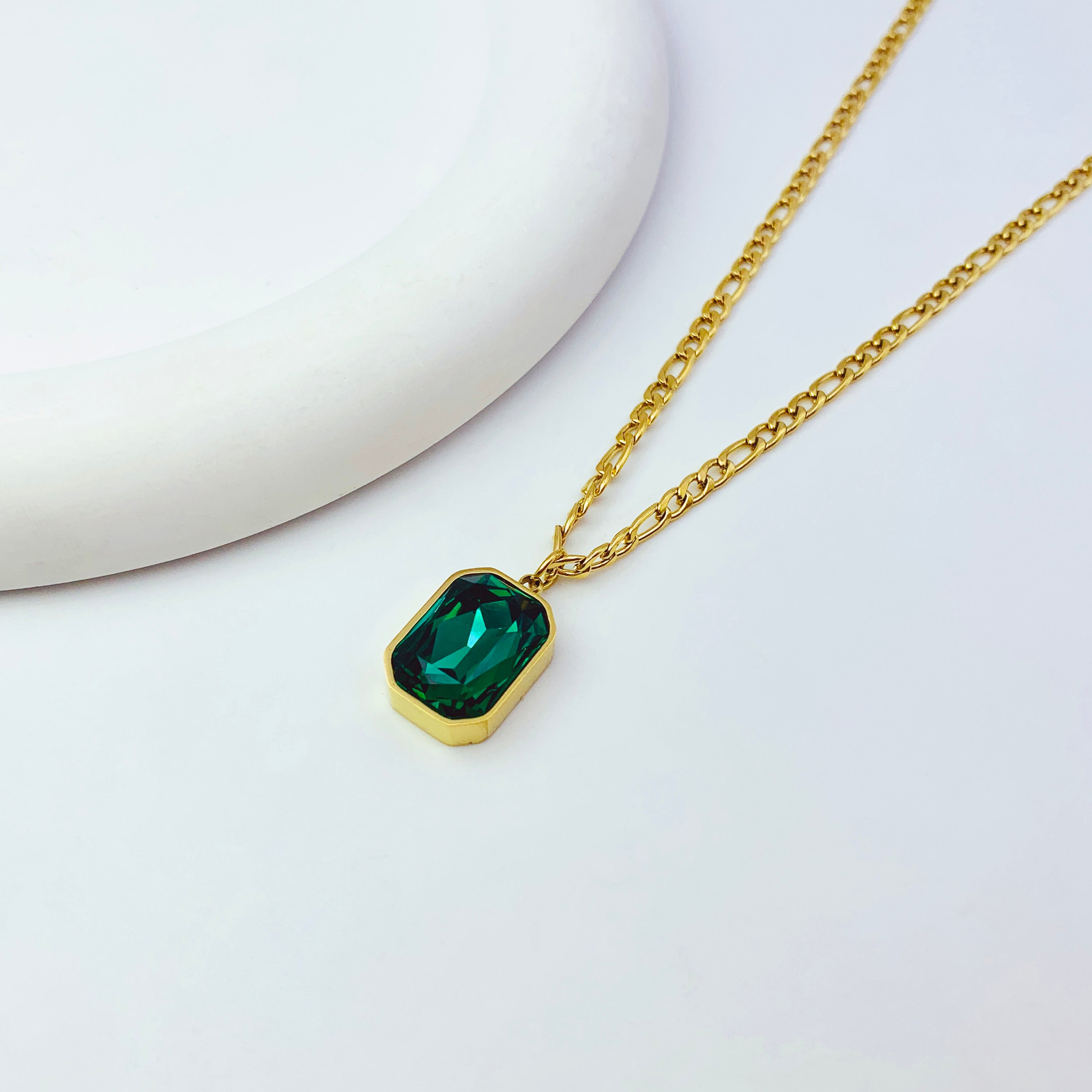 Green Crystal Birthstone Necklace