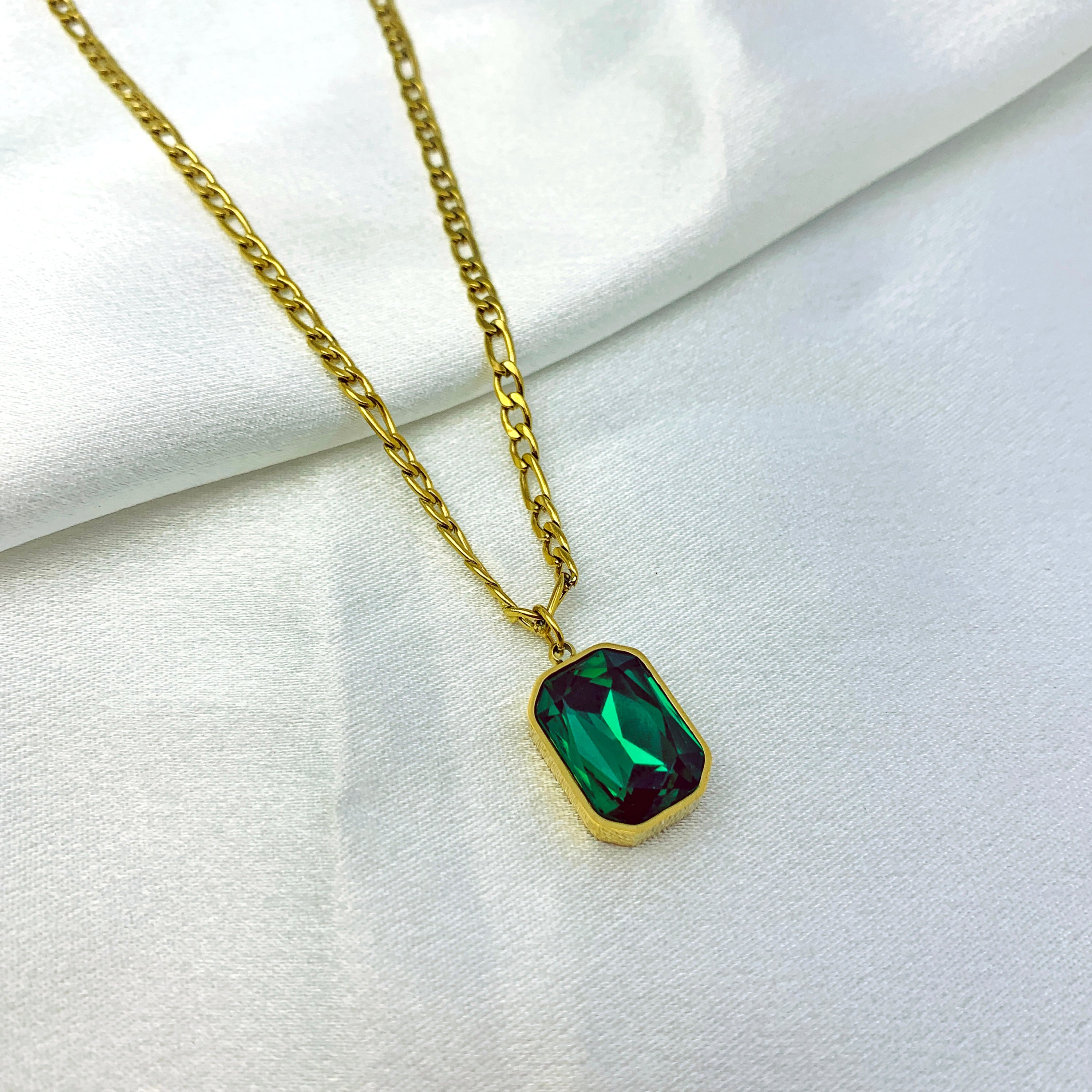 Green Crystal Birthstone Necklace