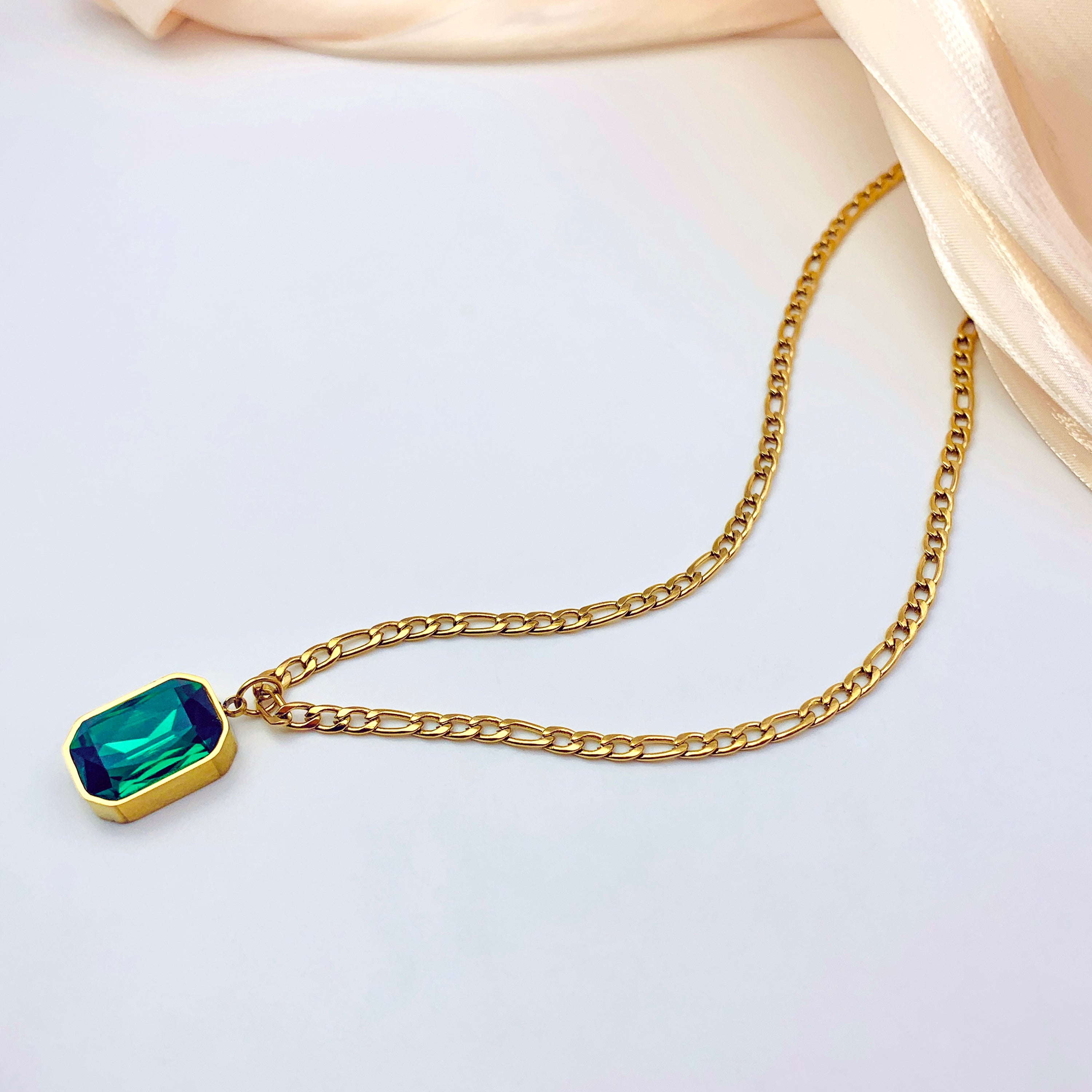 Green Crystal Birthstone Necklace