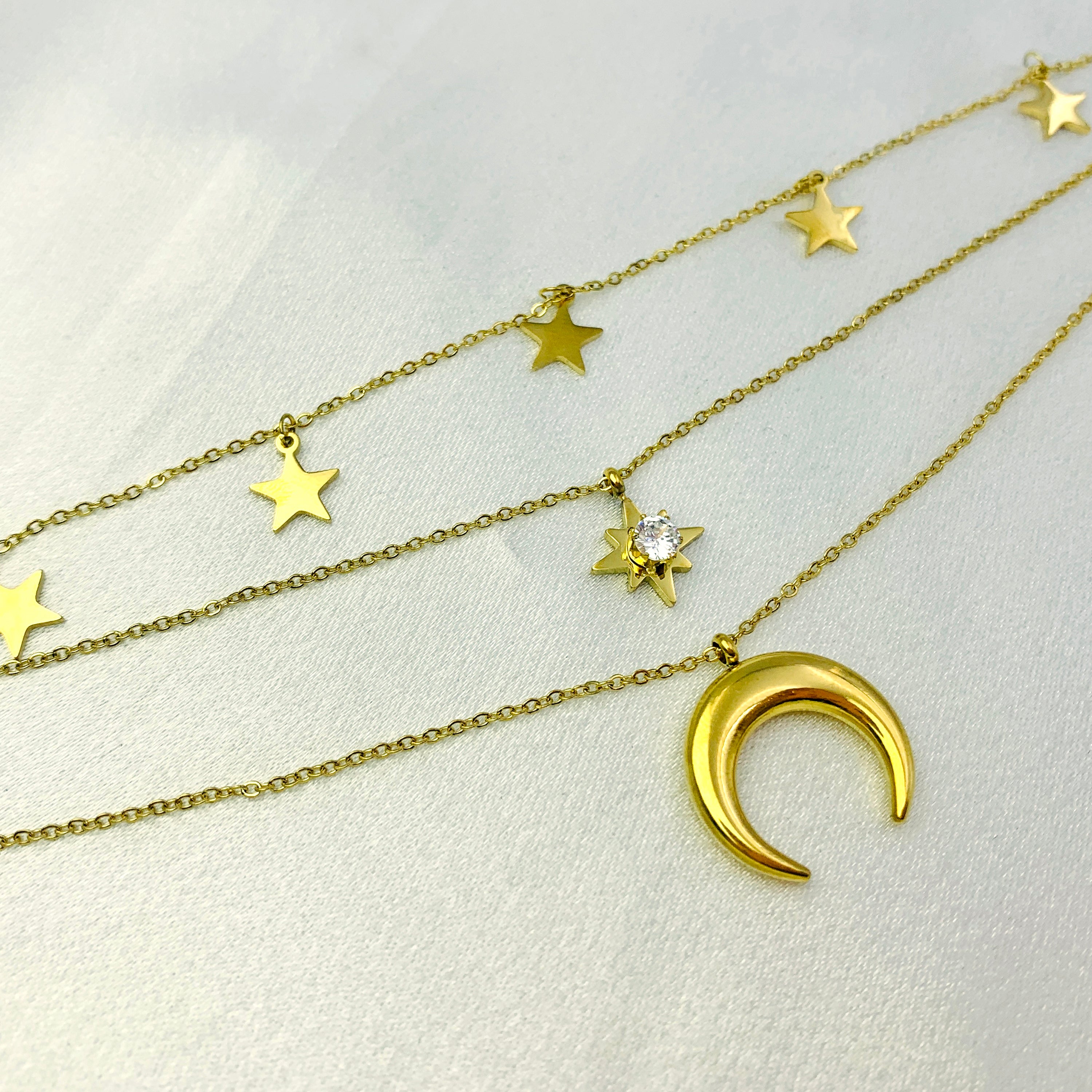 Celestial Layered Moon & Star Necklace