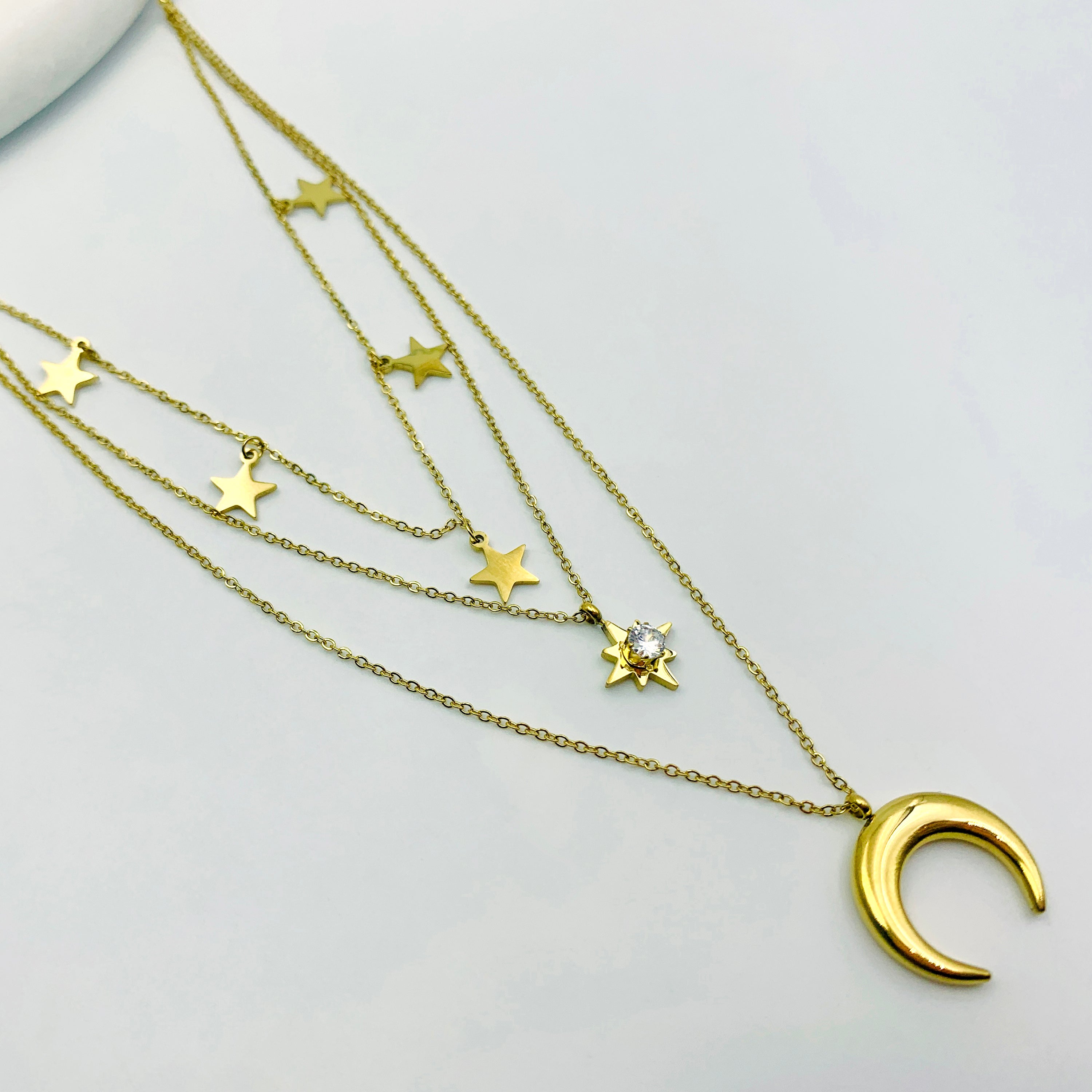 Celestial Layered Moon & Star Necklace